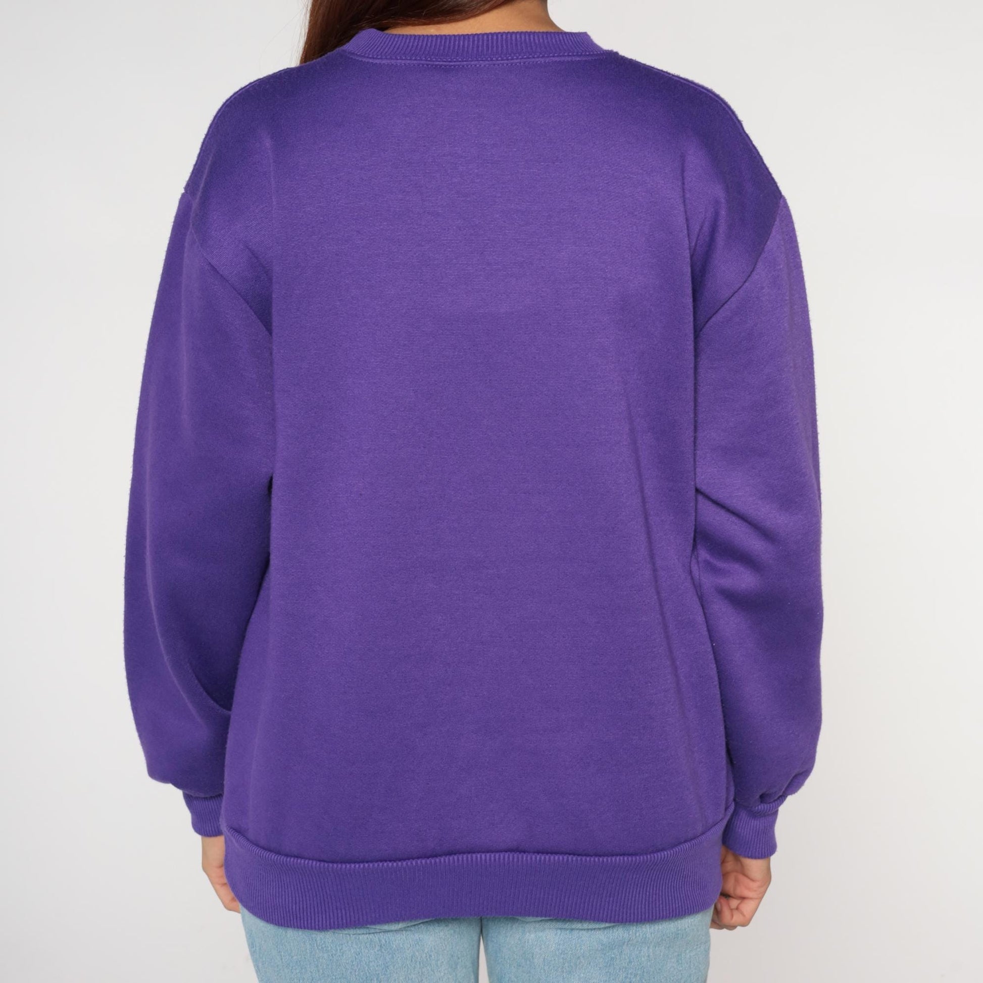 90s Purple Crewneck Sweatshirt Heavy Weight Cotton Blend Small S
