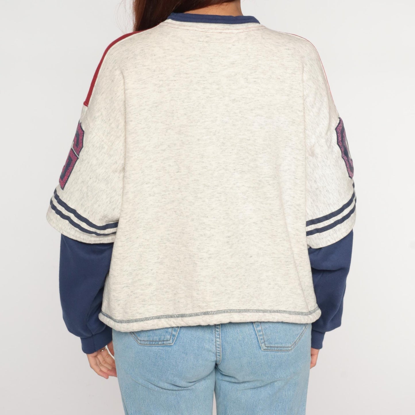 90s Compagnie Des Ameriques Color Block Sweatshirt Red White Navy Large L