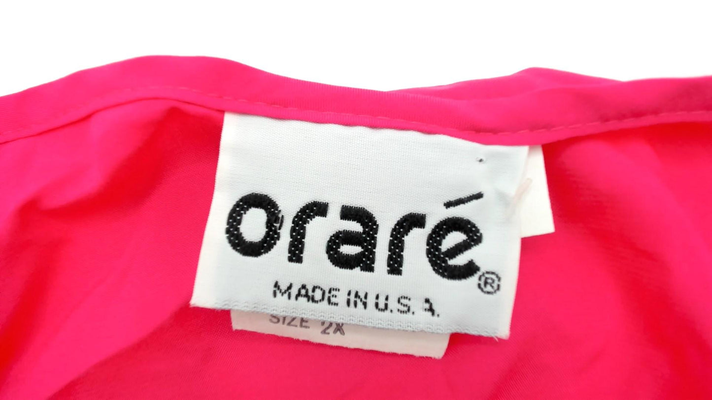 90s Hot Pink Polyester Tunic Top Short Sleeve Scoop Neck Extra Large XXL