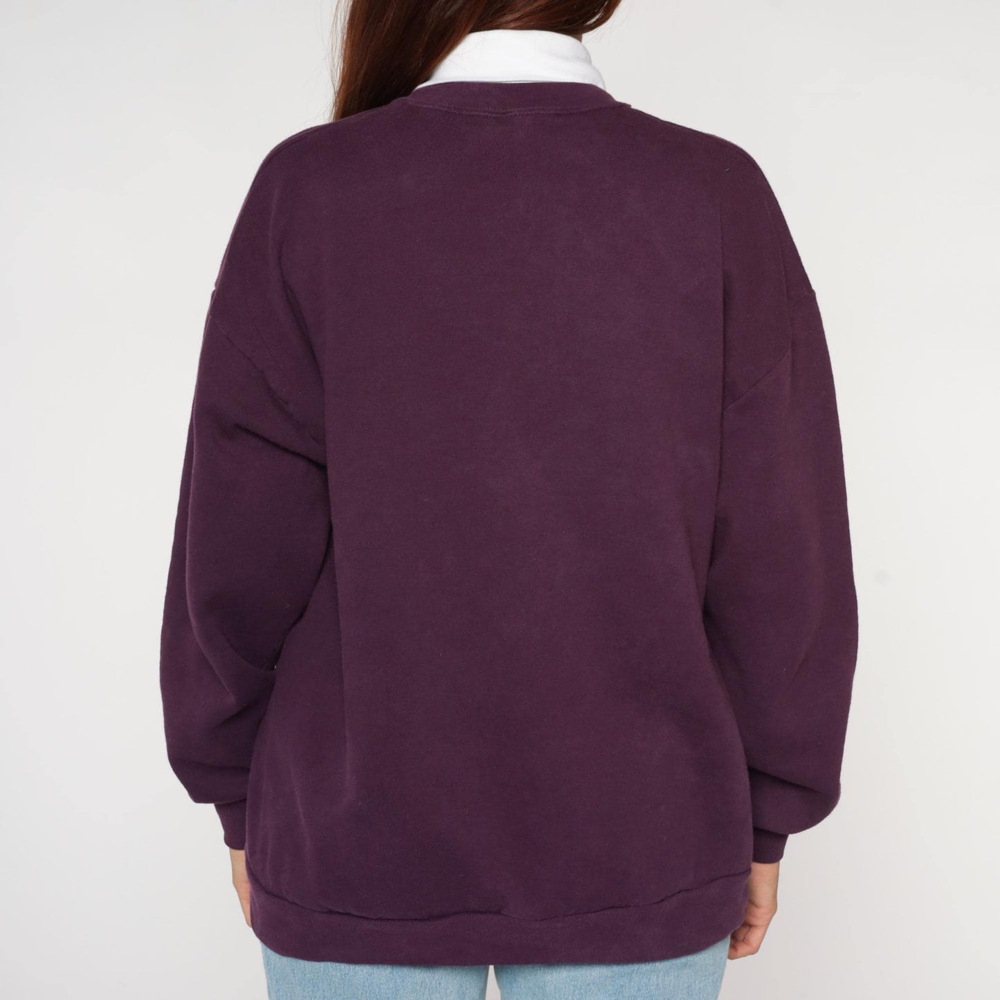 90s Jerzees Purple Autumn Sweatshirt Maple Leaf Pinecone Graphic Extra Large XL