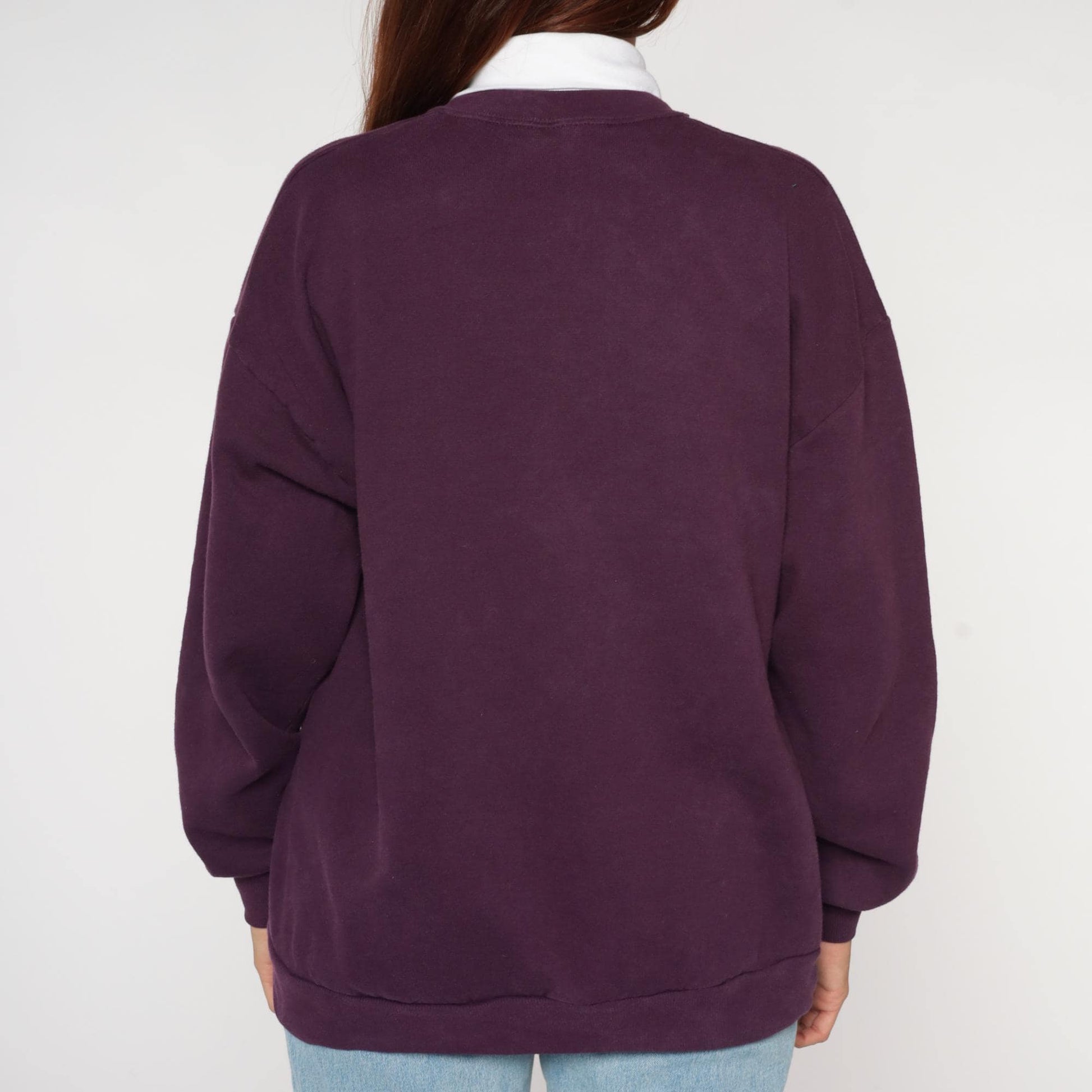 90s Jerzees Purple Autumn Sweatshirt Maple Leaf Pinecone Graphic Extra Large XL