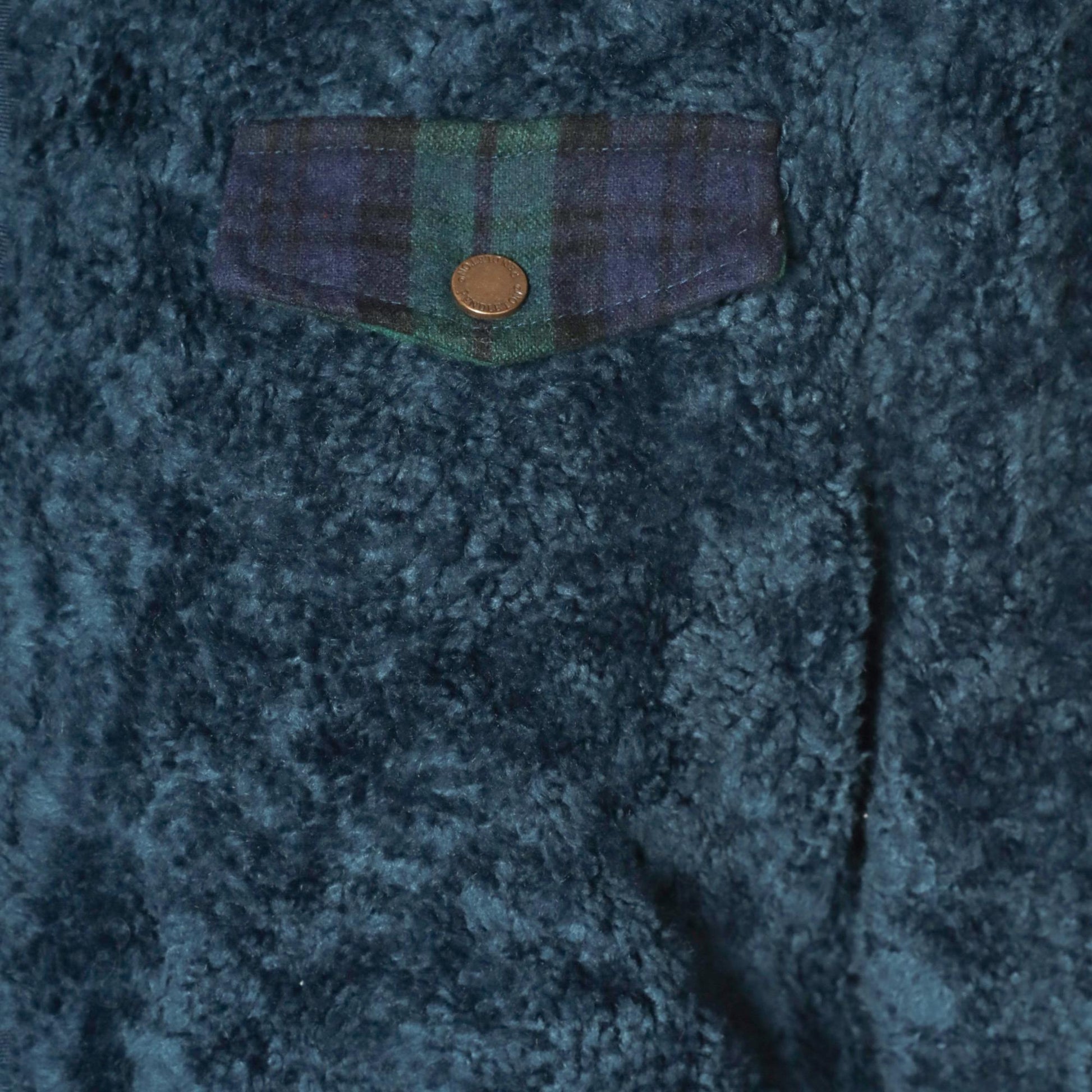 Pendleton Y2K Teal Fleece Jacket Plaid Collar Zip Large L