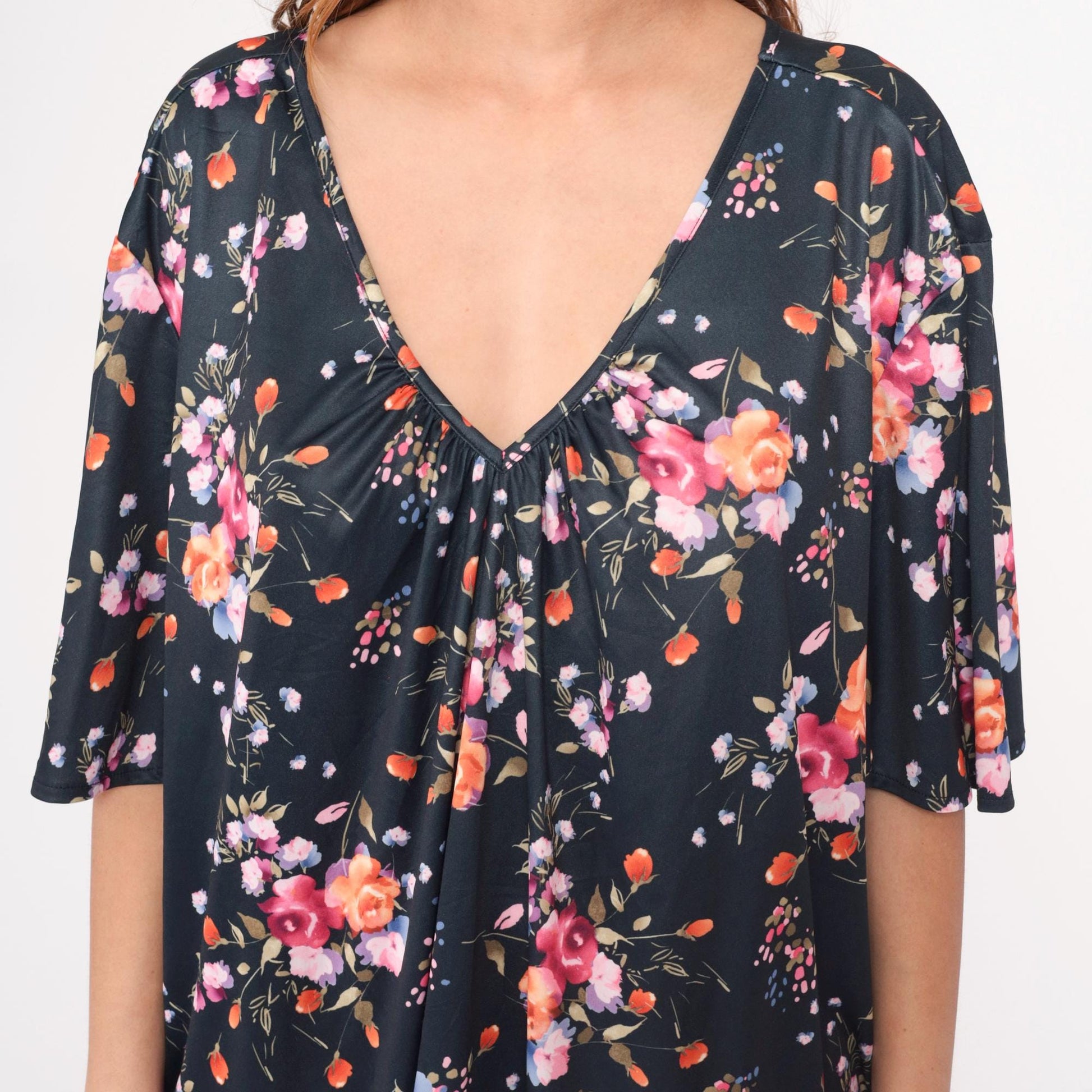 90s Only Necessities Floral Mini Dress V-Neck Empire Waist Plus Size 5X