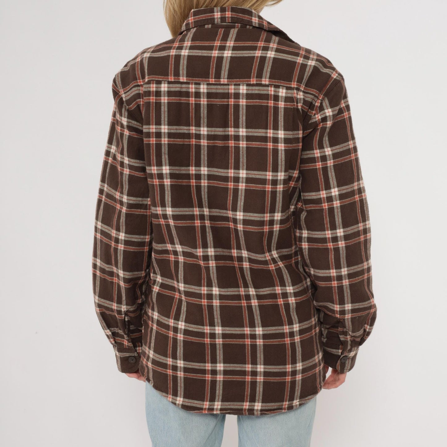 Y2K Wrangler Brown Plaid Quilted Flannel Shirt Small S