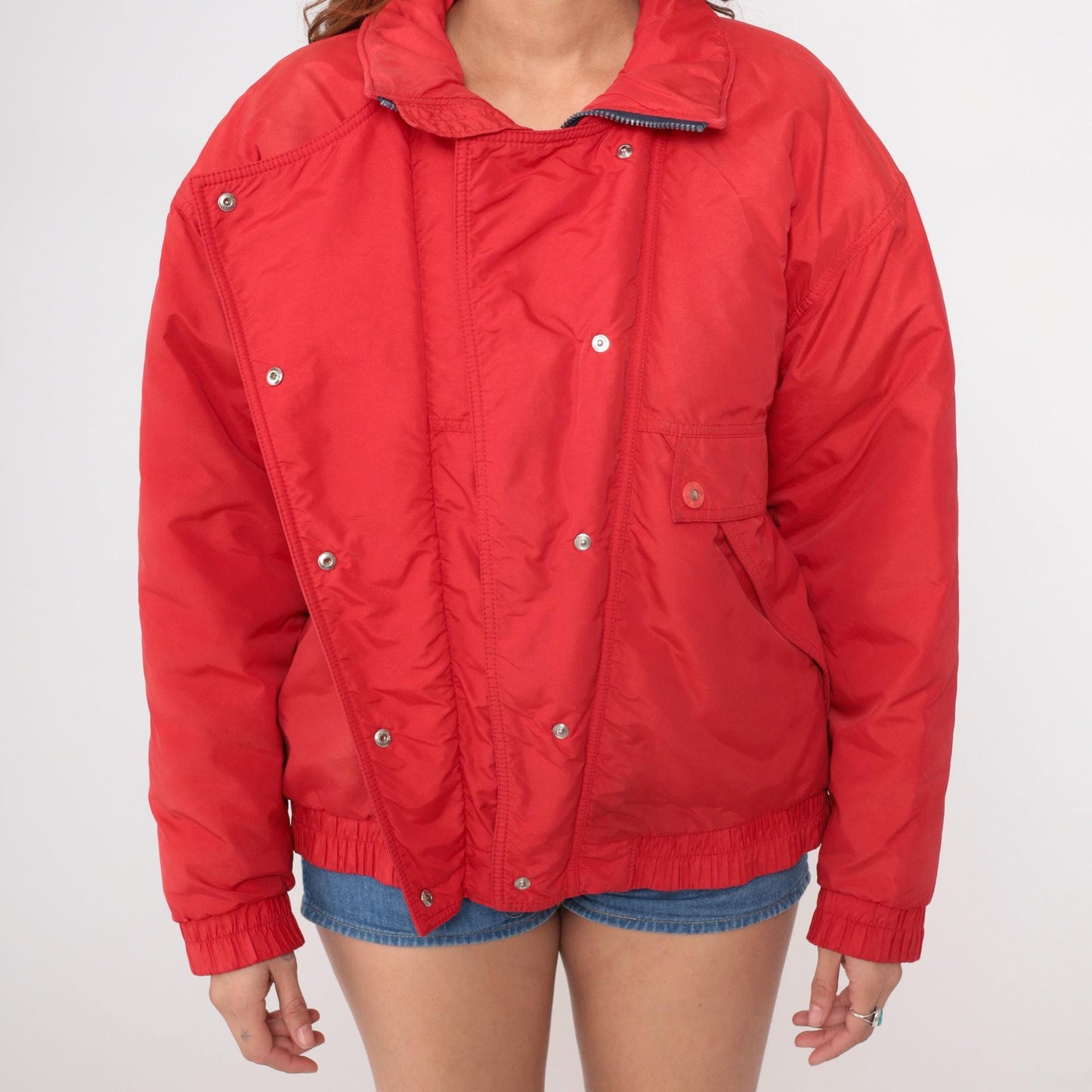 80s CB Sports Red Ski Jacket Quilted Bomber Windbreaker Medium M