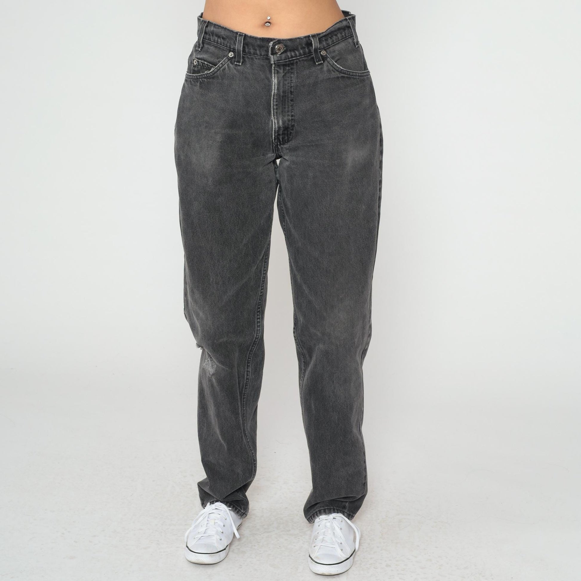 90s Levi's 560 High Waist Jeans Black Denim Faded Charcoal Large L