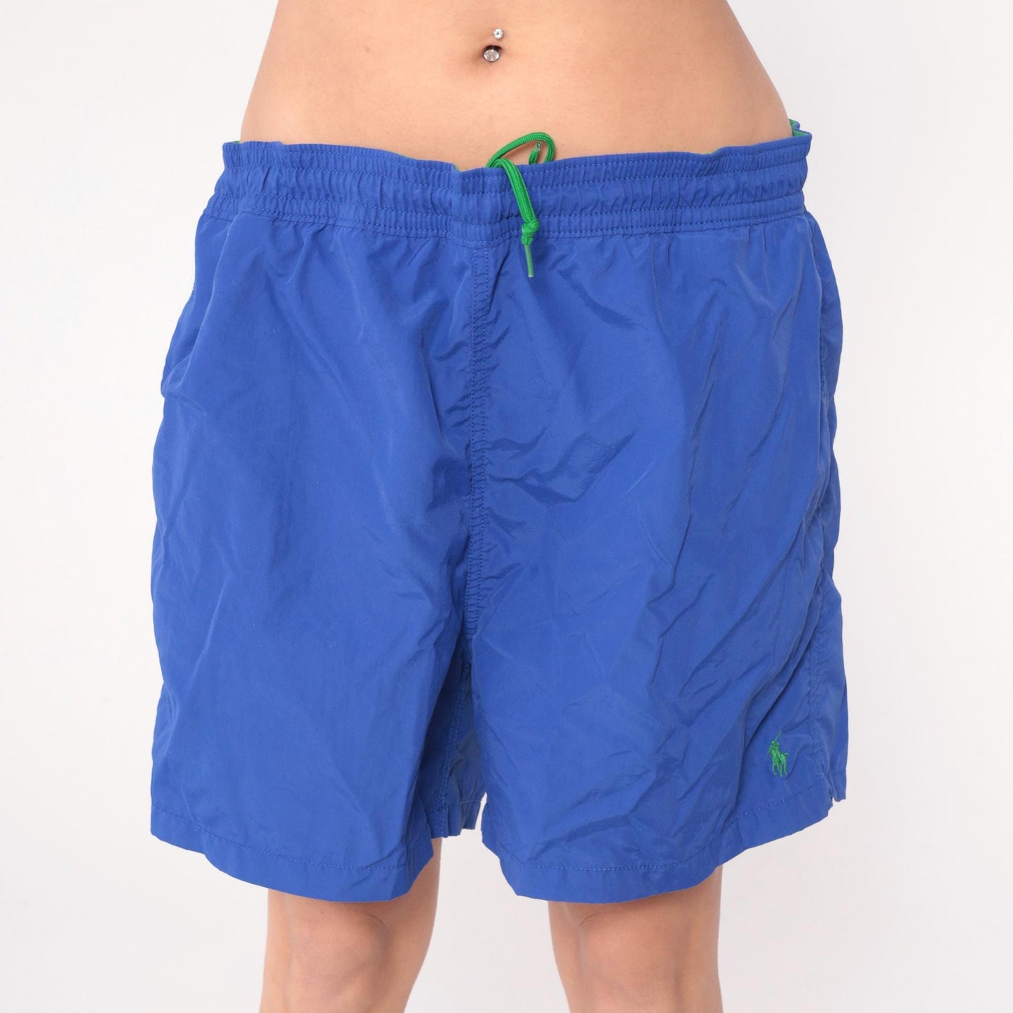 Polo Ralph Lauren 90s Blue Swim Trunks Drawstring Board Shorts Extra Large XL