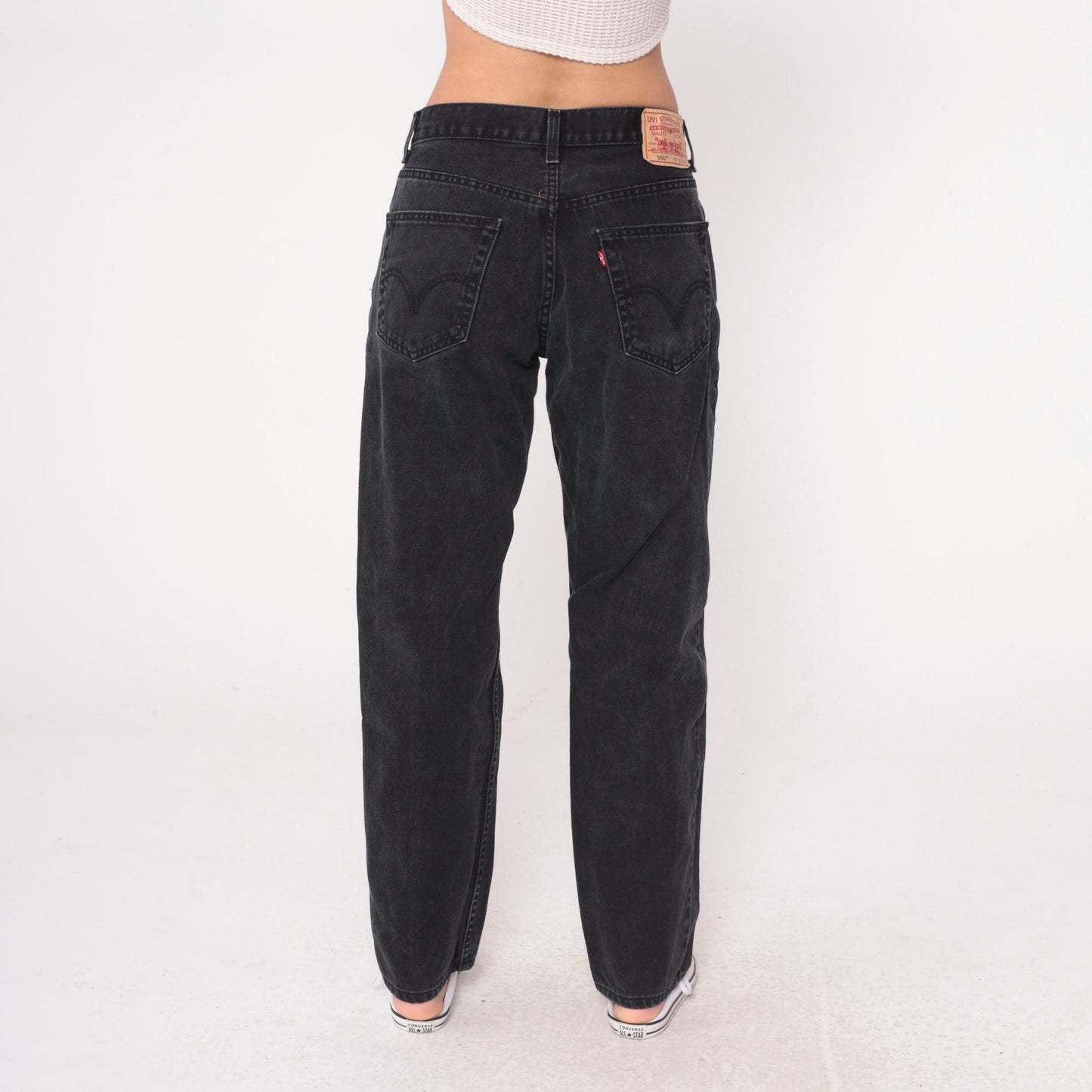 Y2K Levi's 550 Black Denim Jeans Straight Leg Cotton 32x32