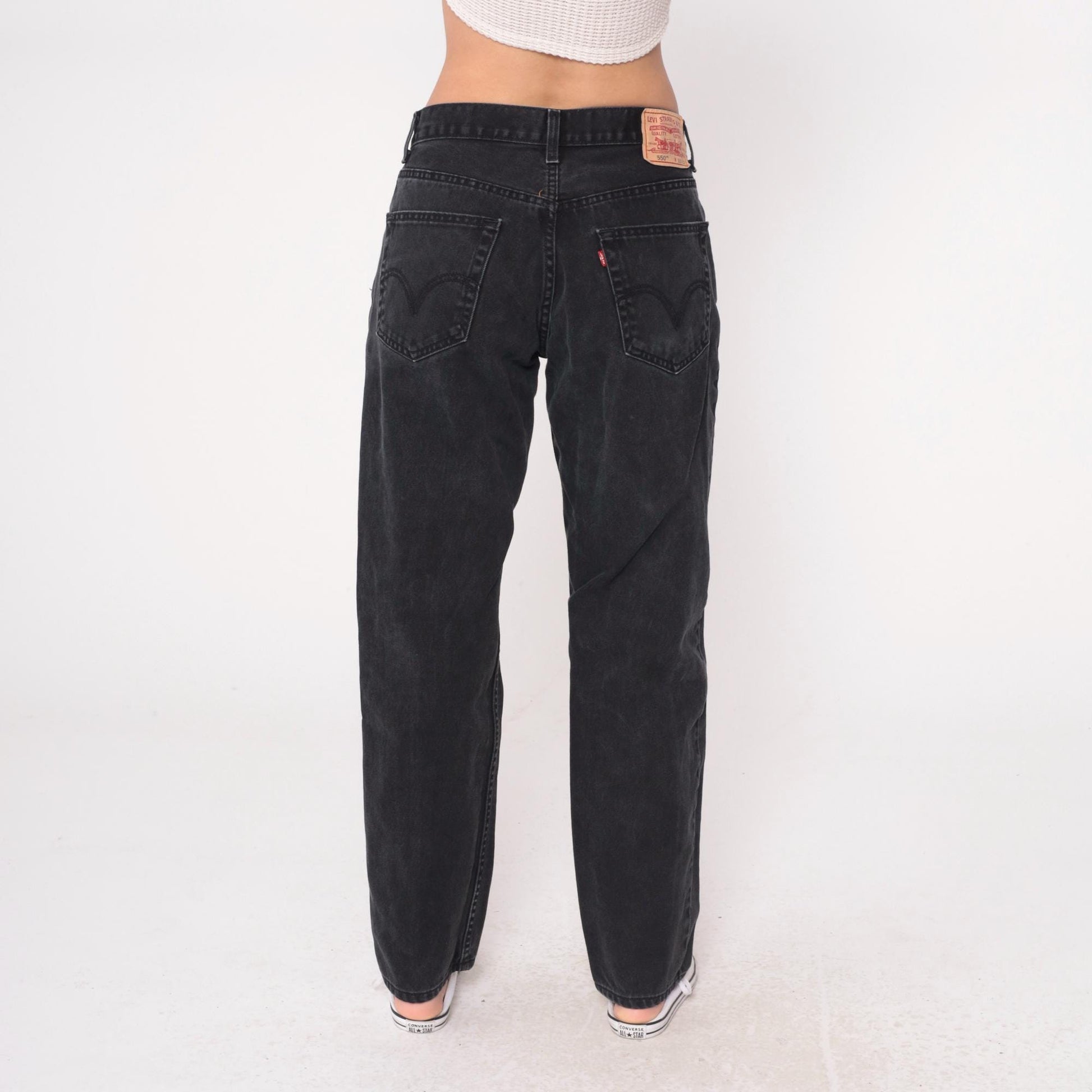 Y2K Levi's 550 Black Denim Jeans Straight Leg Cotton 32x32