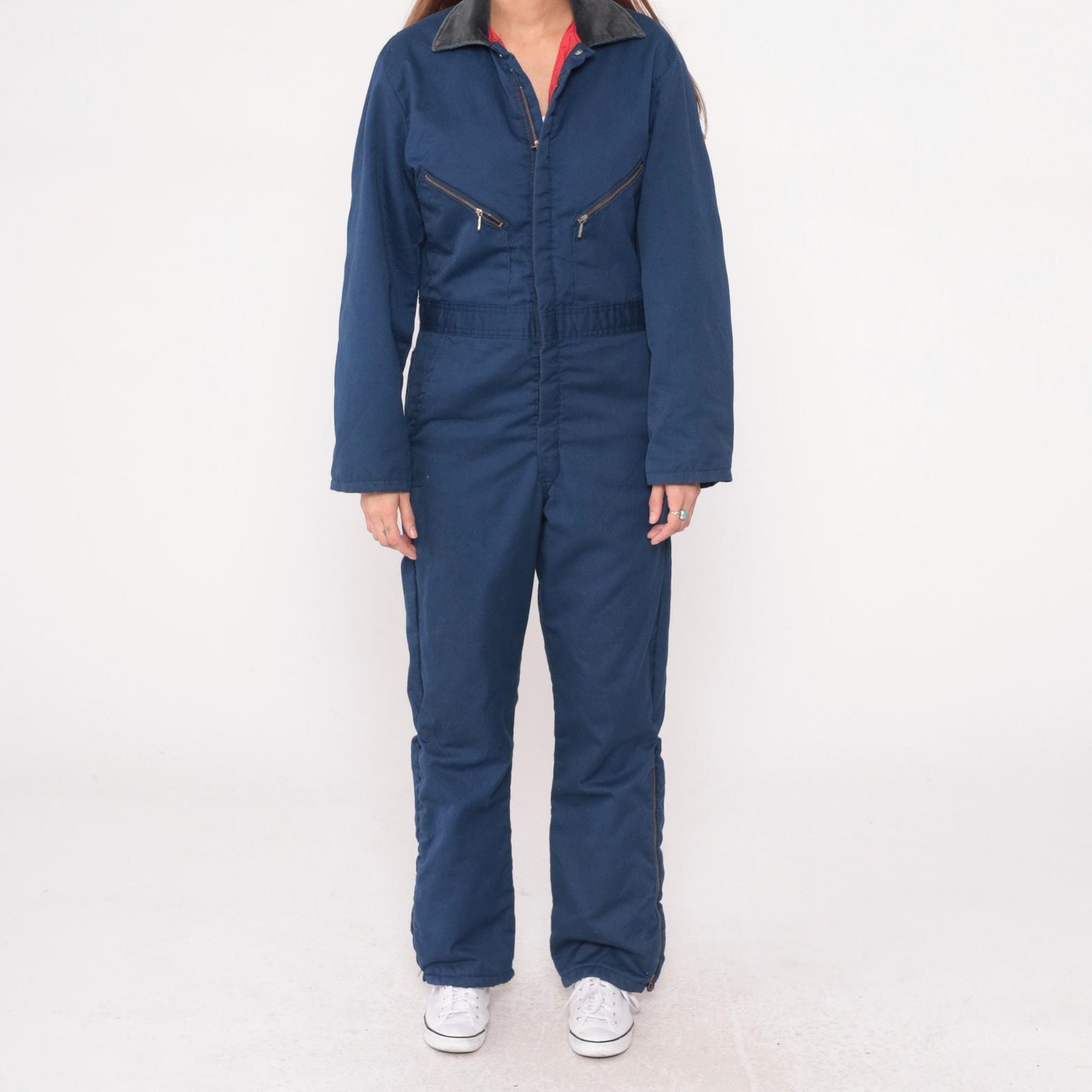 90s Walls Blizzard Pruf Navy Coveralls Zip Front Workwear Small
