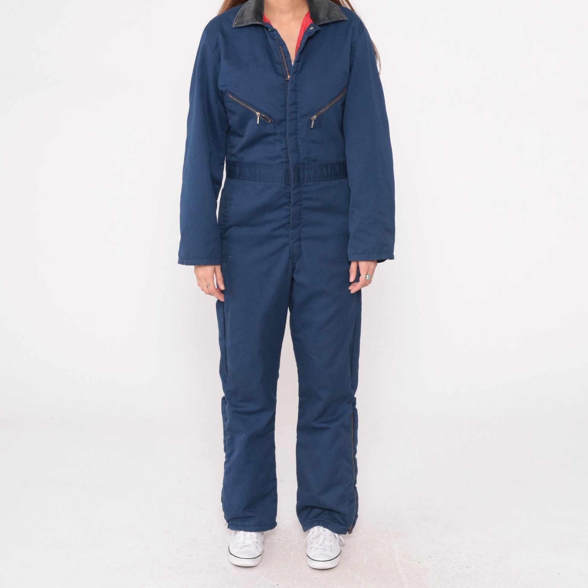 90s Walls Blizzard Pruf Navy Coveralls Zip Front Workwear Small