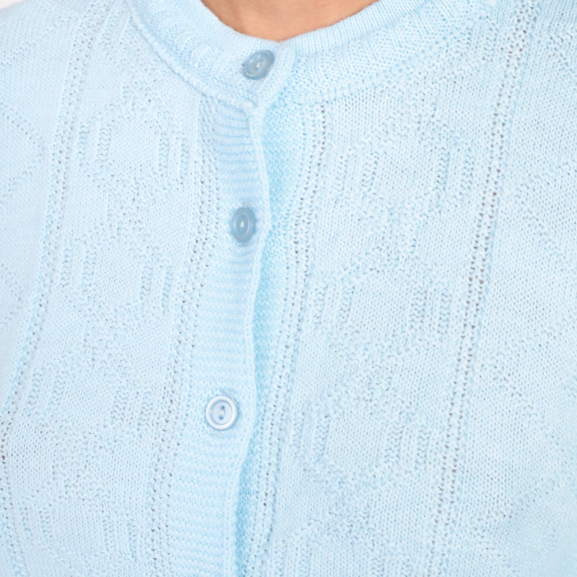 80s Pale Blue Cable Knit Cardigan Button Front Long Sleeve Large L