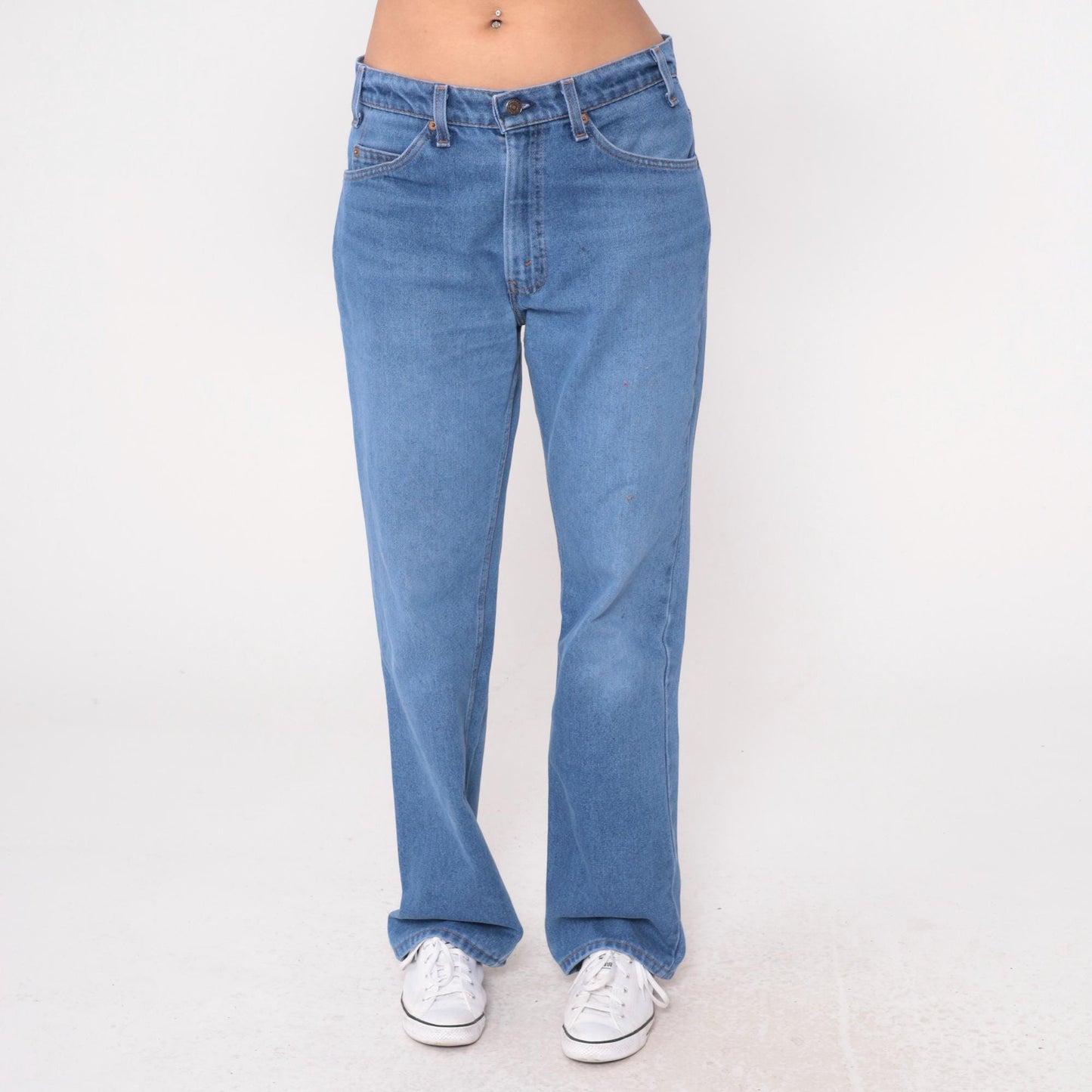80s Levi's High Waisted Straight Leg Jeans Medium Blue Denim 34x32