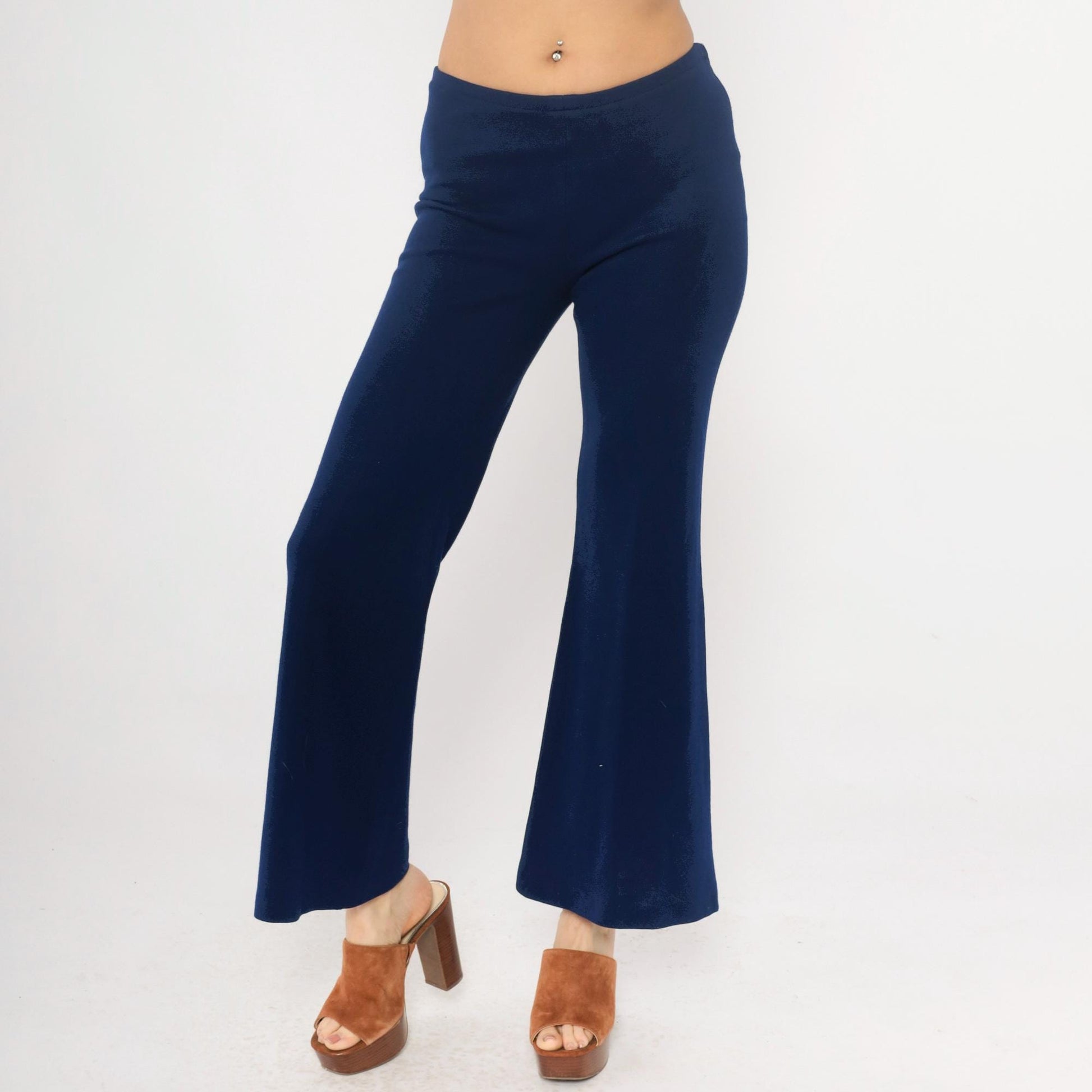 70s Navy Flare Pants Joshua Tree High Waisted Bell Bottom Medium
