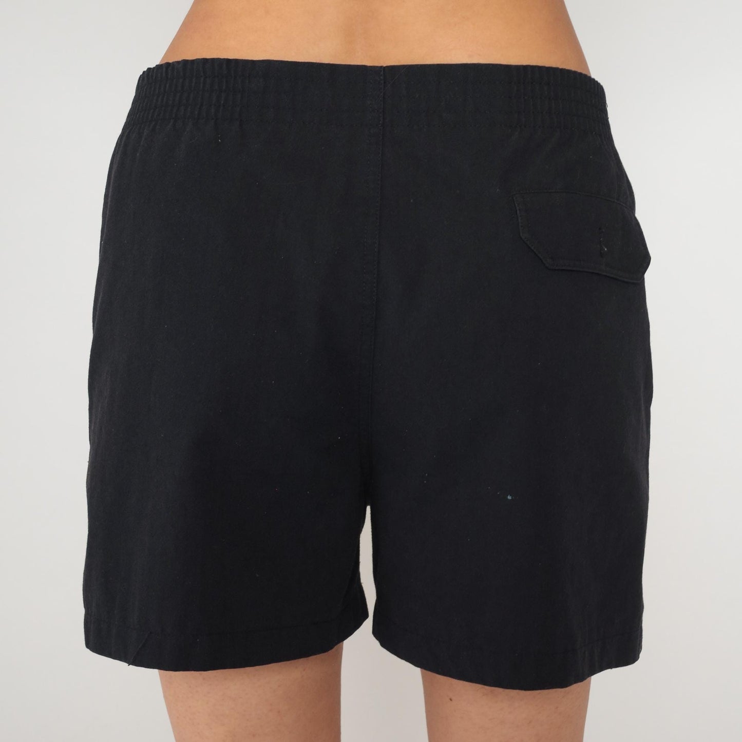 90s Sea Waves Hawaii Black Shorts Button Front High Rise Cotton Large