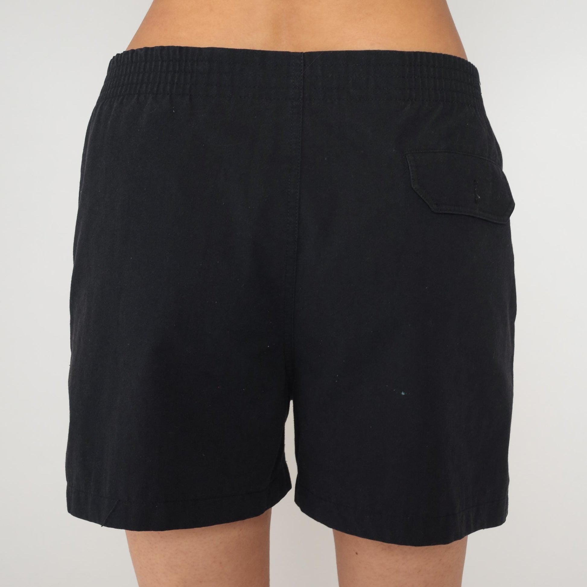 90s Sea Waves Hawaii Black Shorts Button Front High Rise Cotton Large