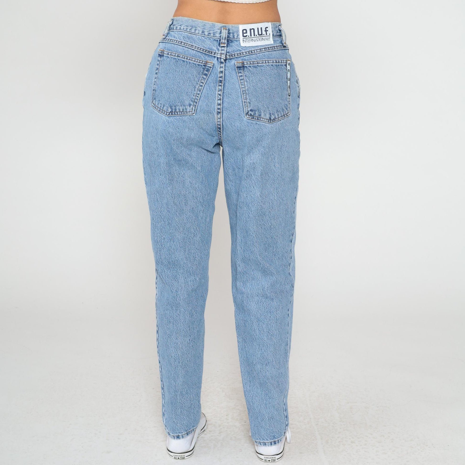 90s Enuf Internationale High-Waisted Mom Jeans Light Wash Button Fly Medium