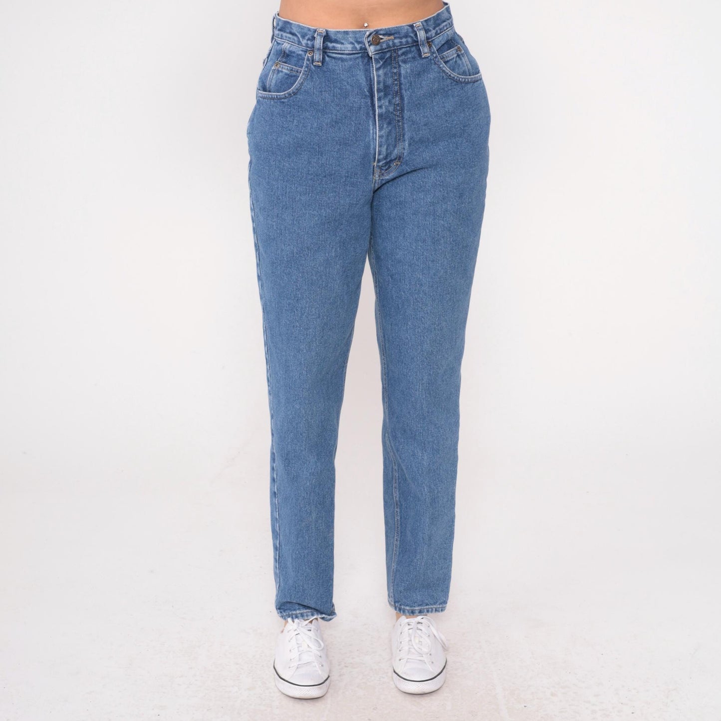 90s Gloria Vanderbilt High Waisted Straight Leg Jeans Medium Wash Blue Medium