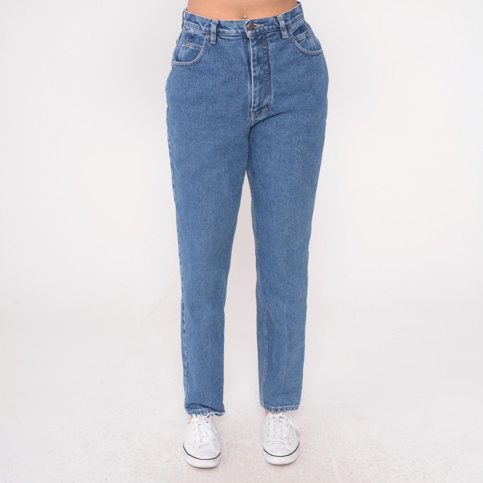 90s Gloria Vanderbilt High Waisted Straight Leg Jeans Medium Wash Blue Medium
