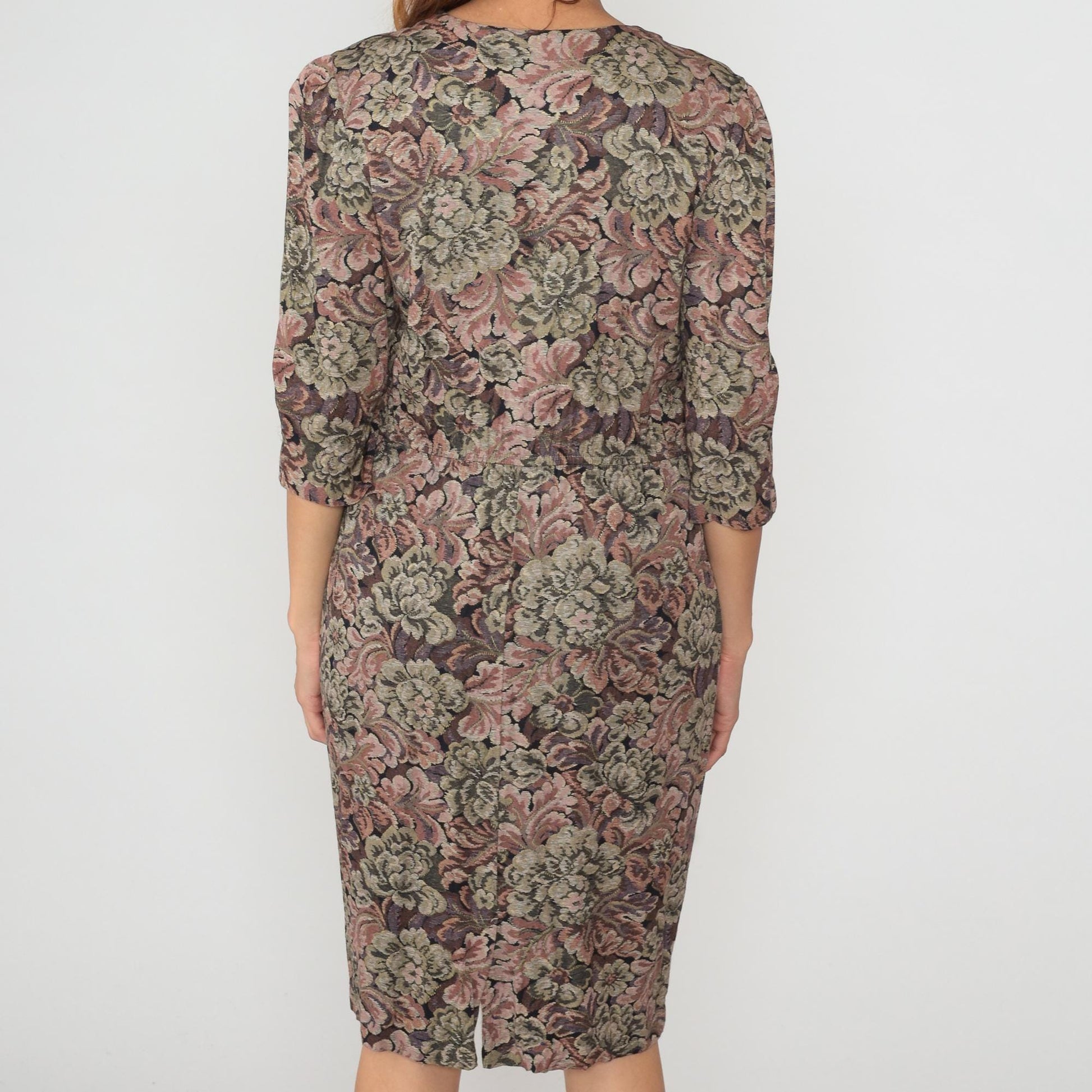90s Peri Petites Floral Dress White Bib Front Button Gathered Waist Large