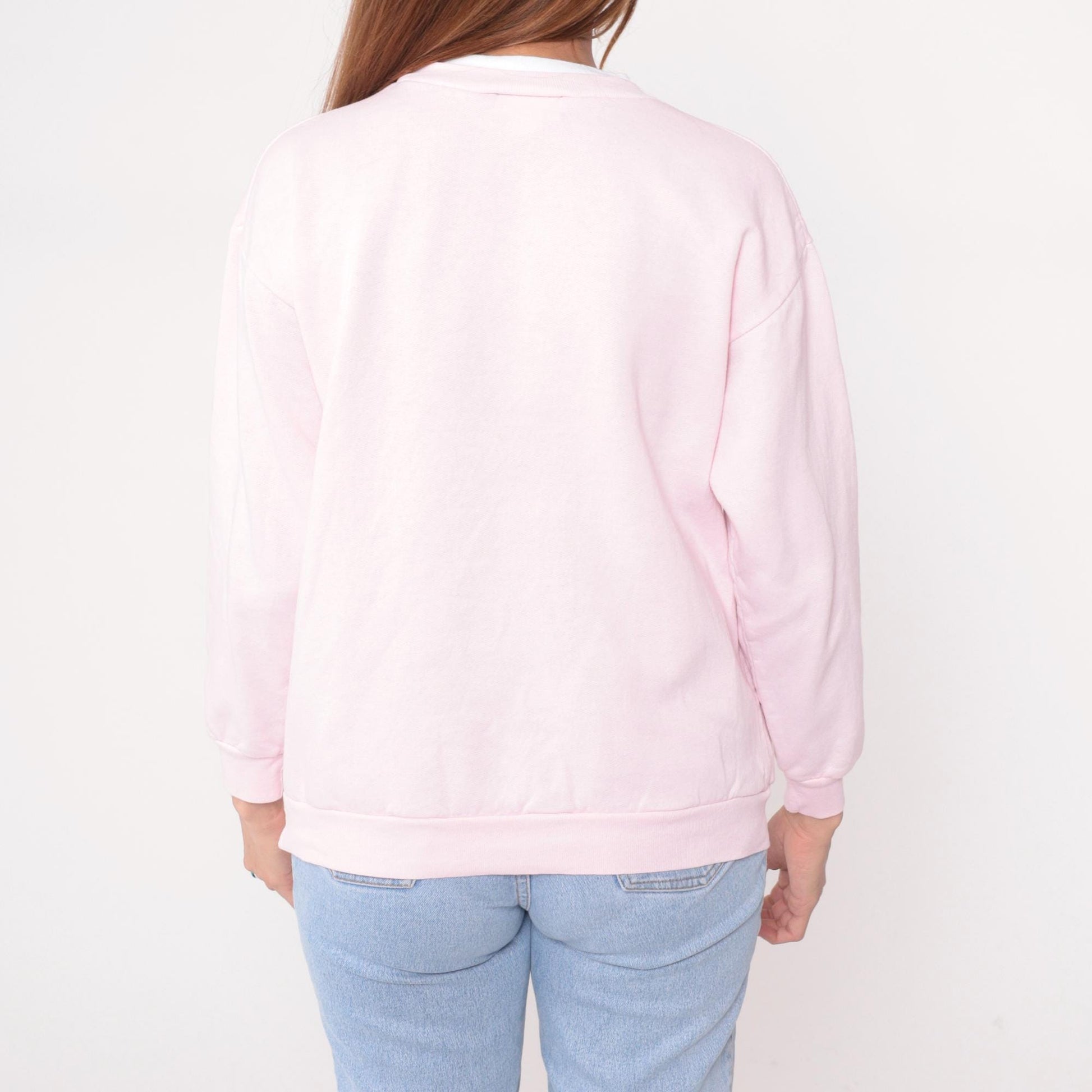 90s Caroll Reed Pink Sweatshirt Bird Garden Cottage Graphic Crew Medium M