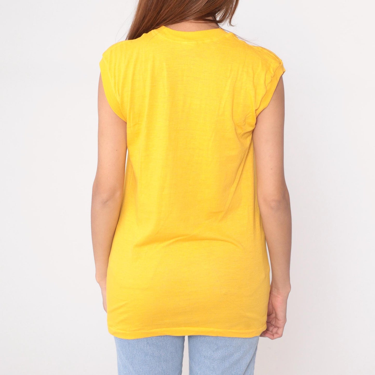 80s McGREGOR Yellow Muscle Tee Tank Top Chest Pocket Tunic Large L