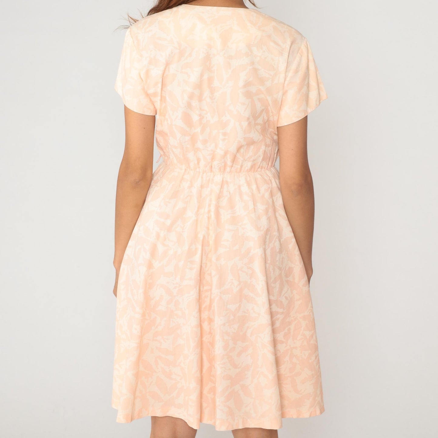 80s Marti Petite Peach Keyhole Dress Cotton Knee-Length Medium M