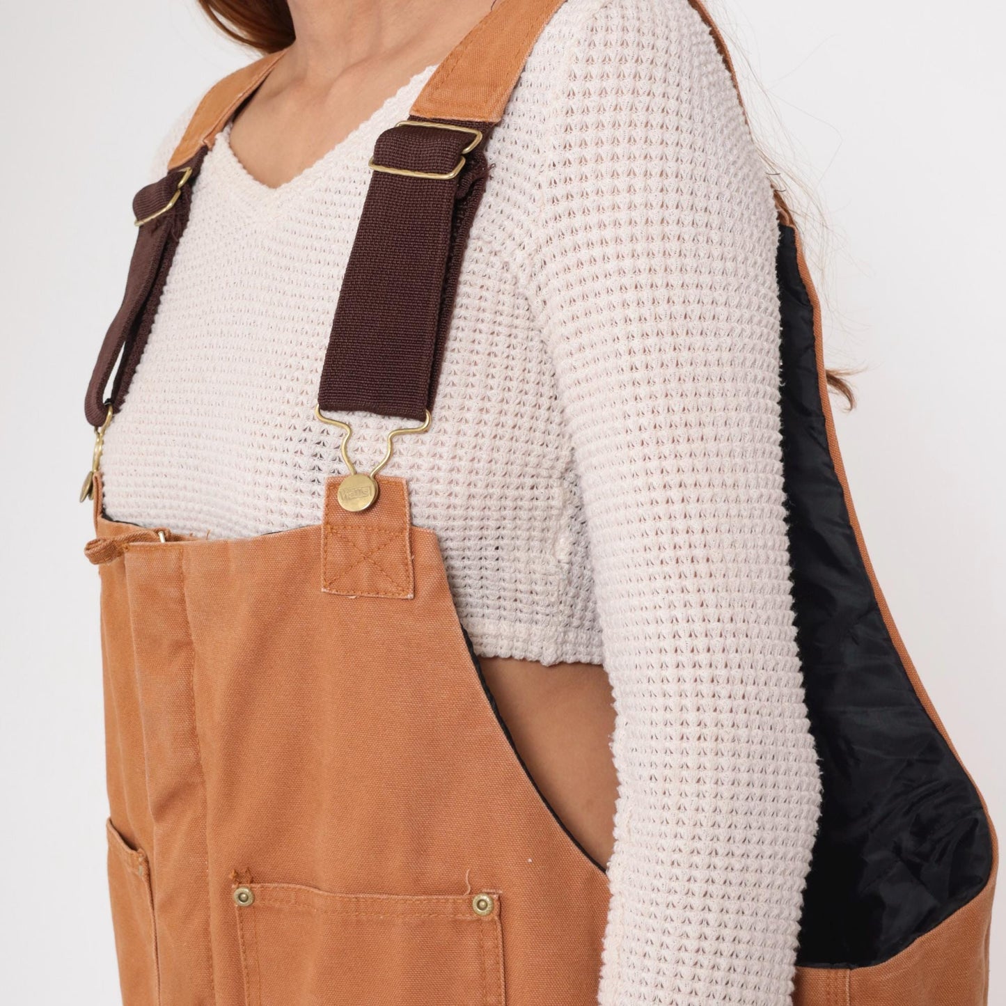 Y2K Walls Work Wear Tan Cargo Overalls XXL Adjustable Straps