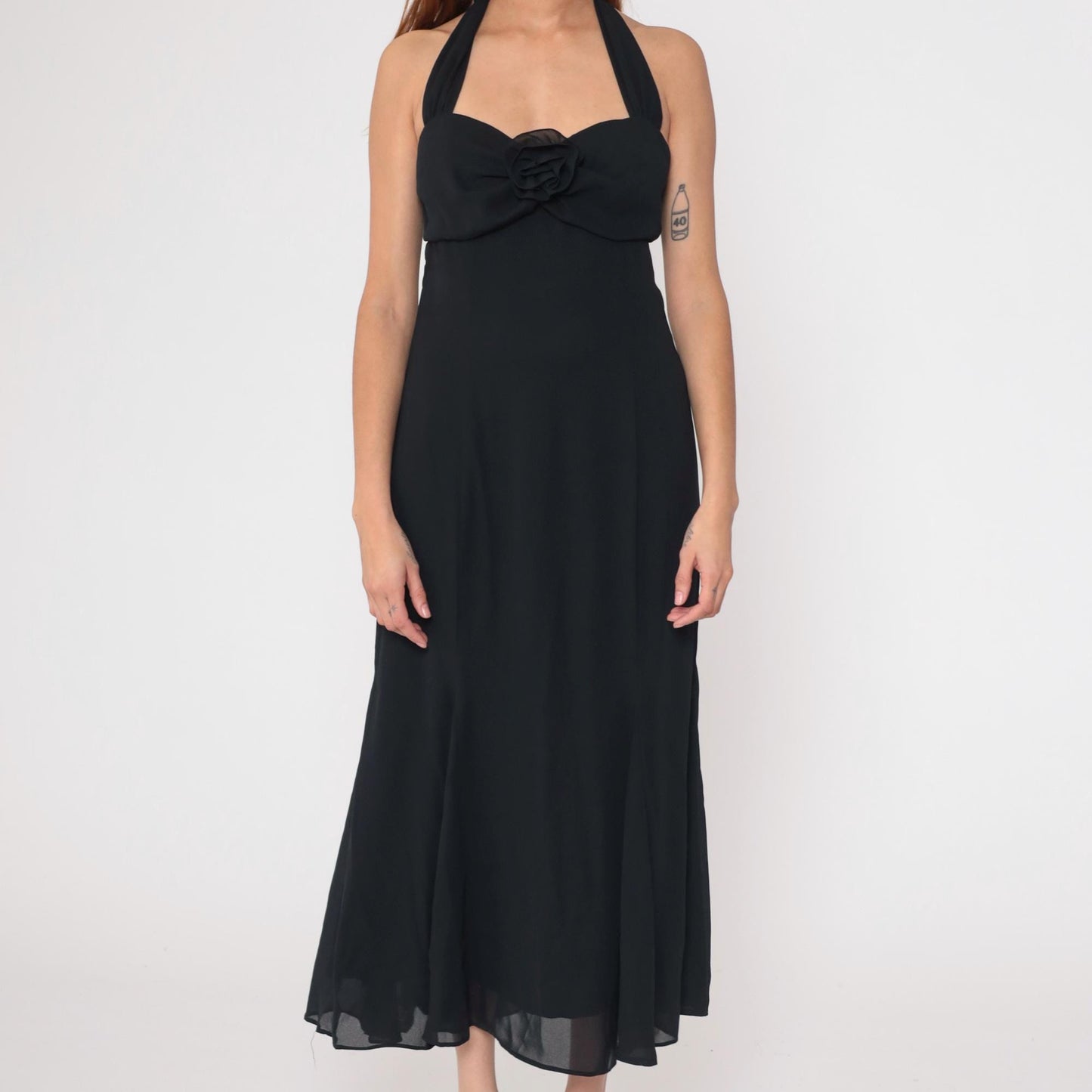 Gunne Sax Jessica McClintock 90s Black Halter Maxi Dress Medium M