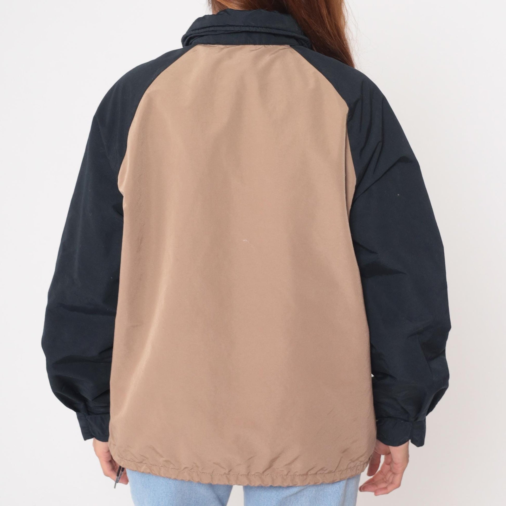 80s Jardi Colorblock Anorak Pullover Beige Navy Raglan Windbreaker Large