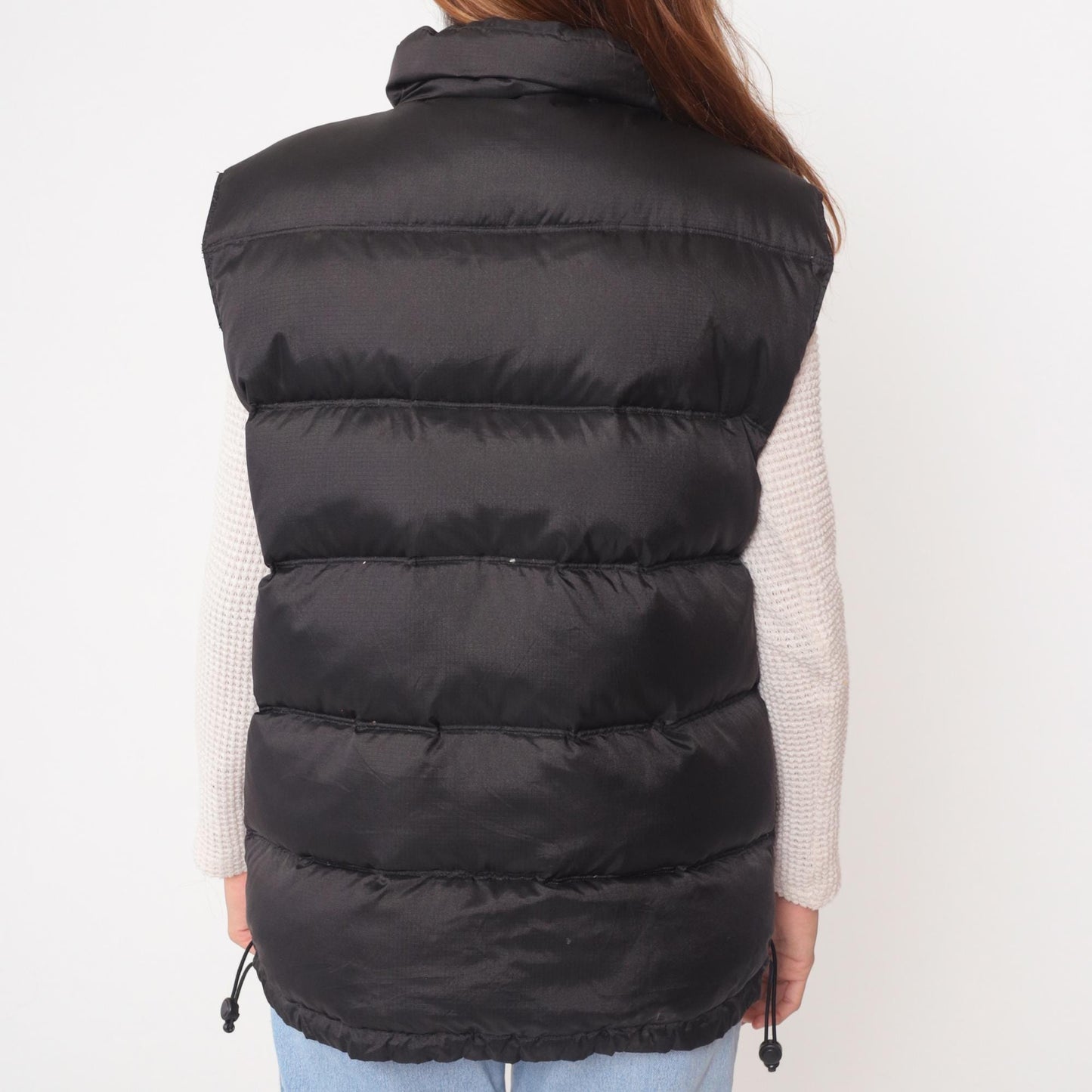 Y2K Foot Locker Black Down Puffer Vest Funnel Neck Medium M