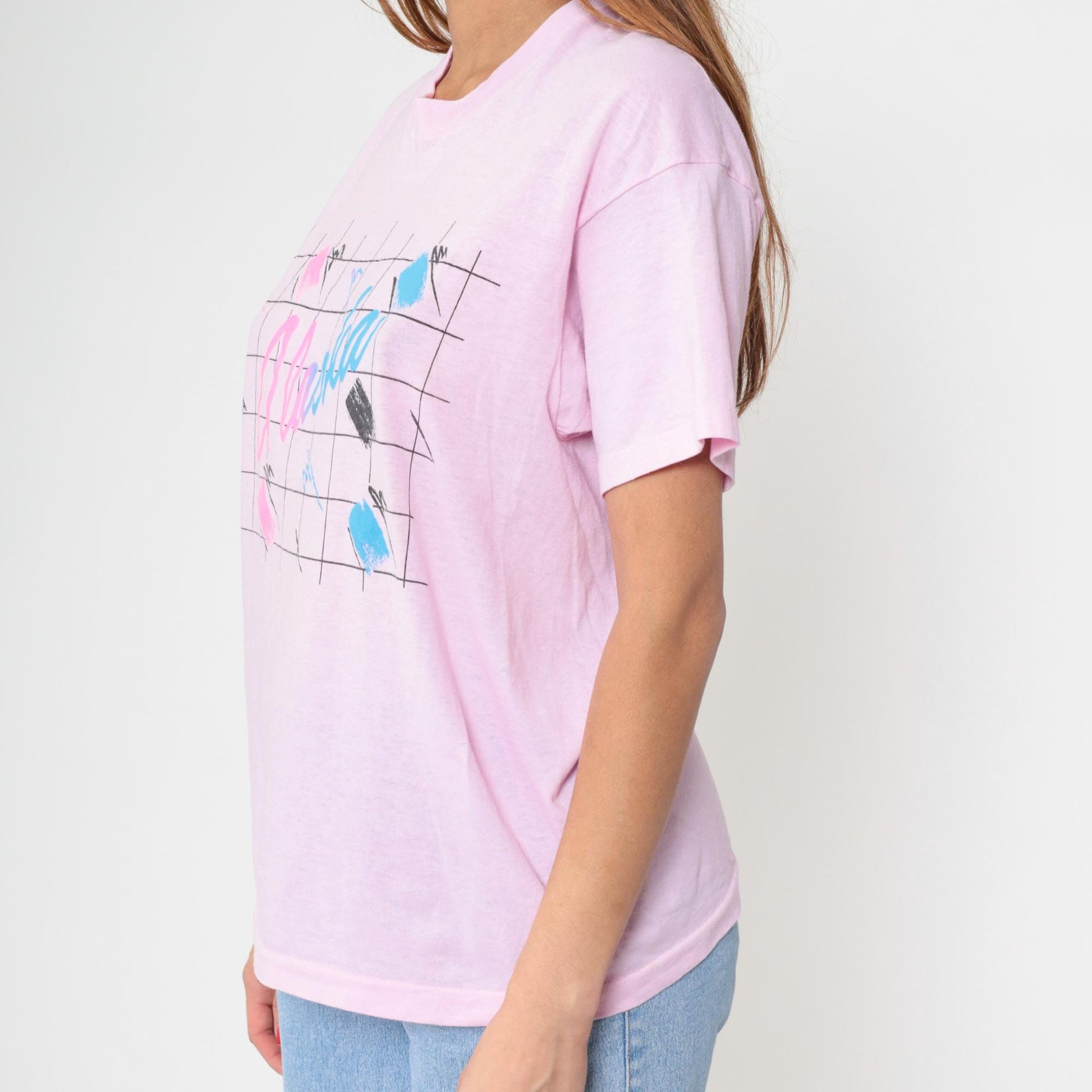 90s Alaska Pink Graphic Tee Screen Stars Crew Neck Large L