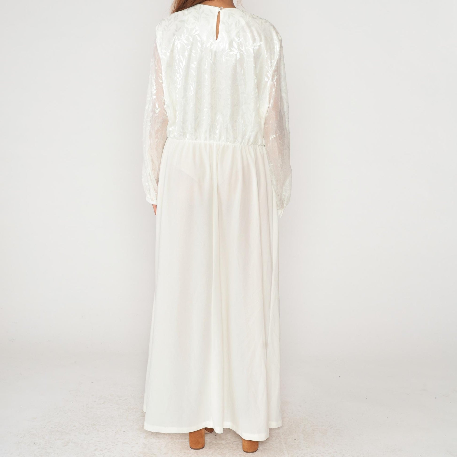 90s Anthony Richards White Maxi Dress Embroidered Floral Lace Plus Size XXL