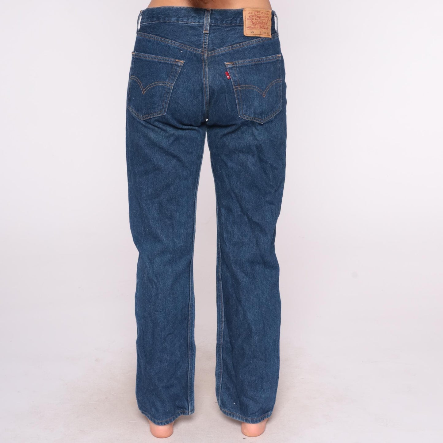 90s Levi's 501 High Waist Straight Leg Jeans Medium Blue Denim Large L