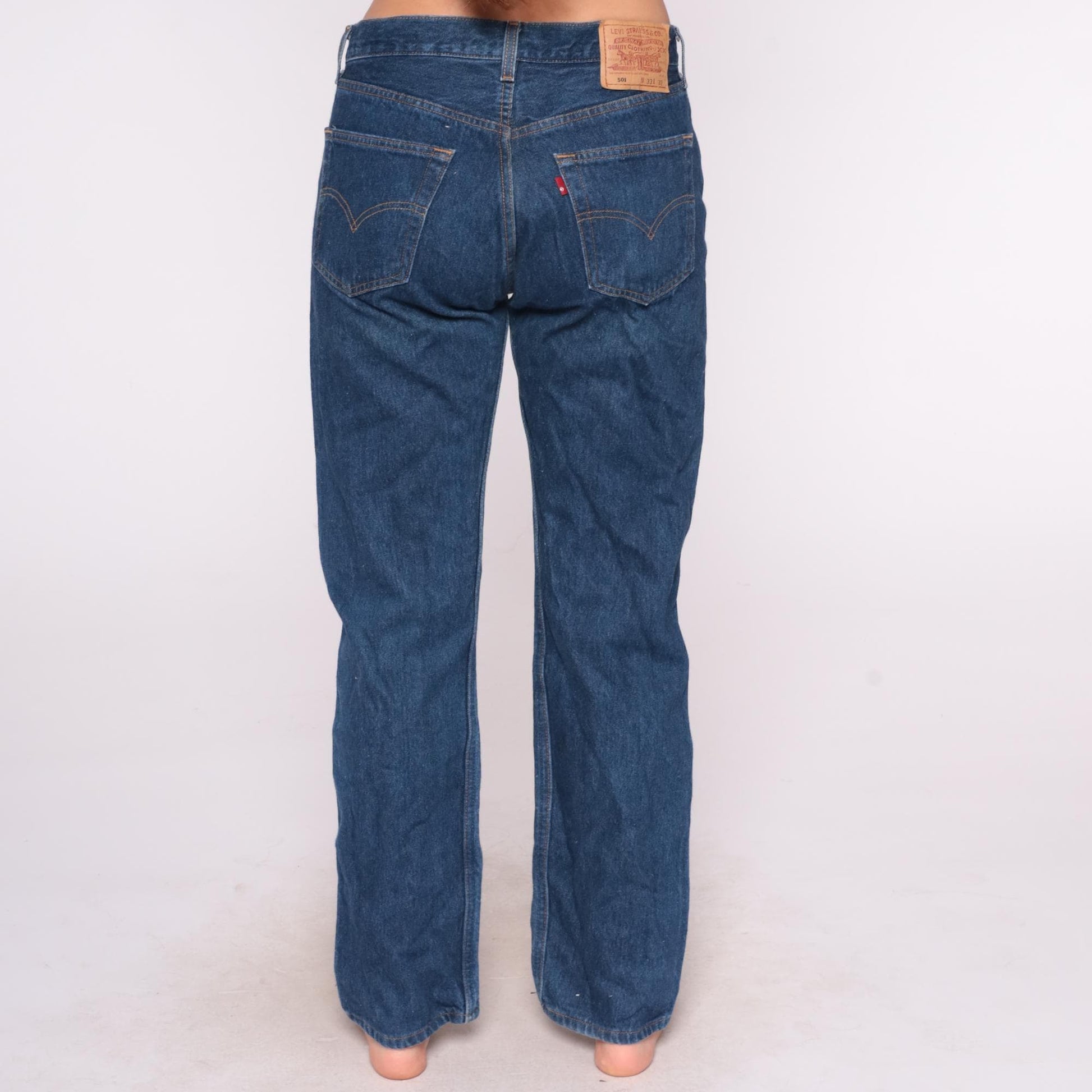 90s Levi's 501 High Waist Straight Leg Jeans Medium Blue Denim Large L