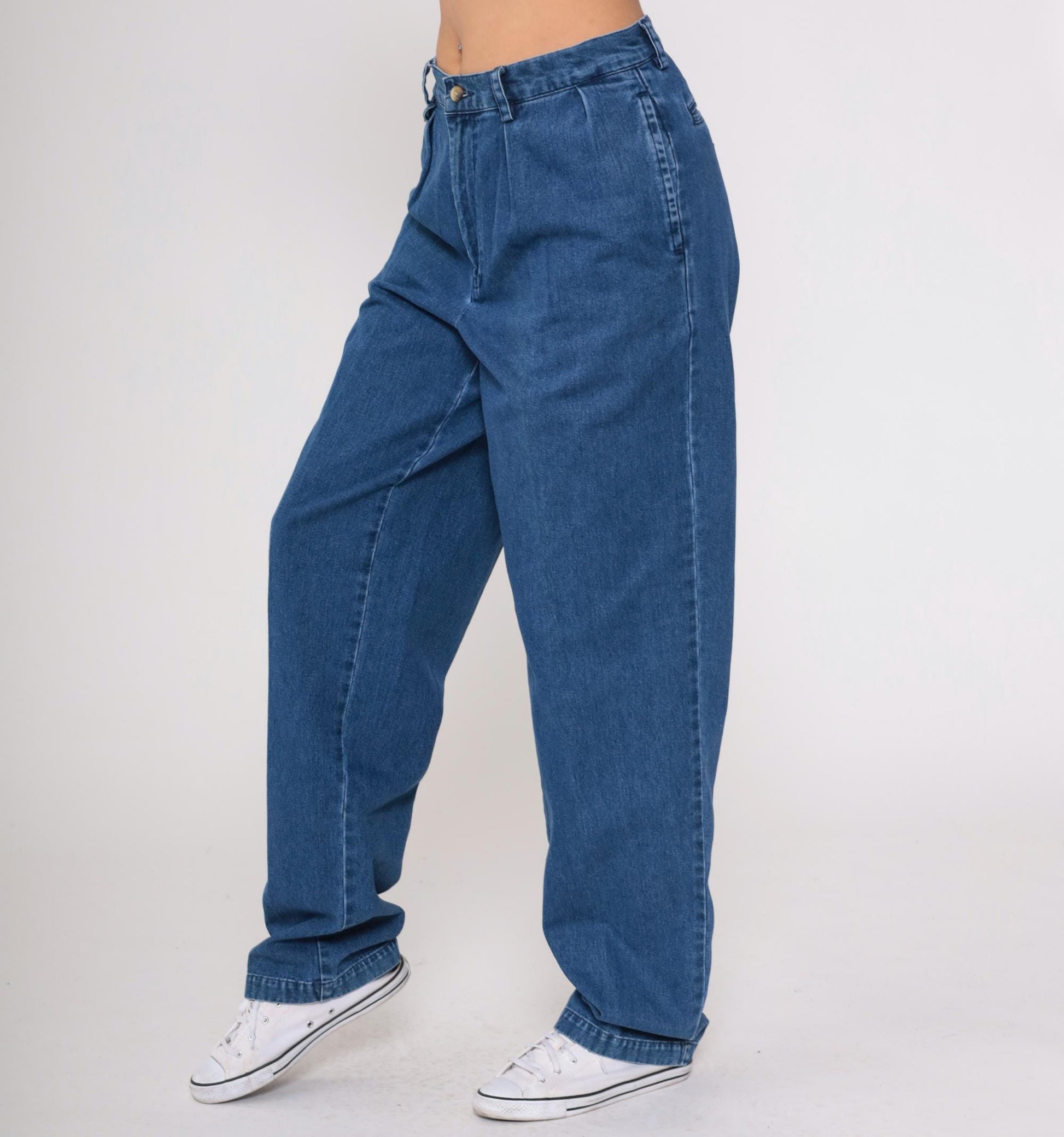 90s Nautica High Waisted Pleated Denim Jeans Blue Tapered Cuff Large