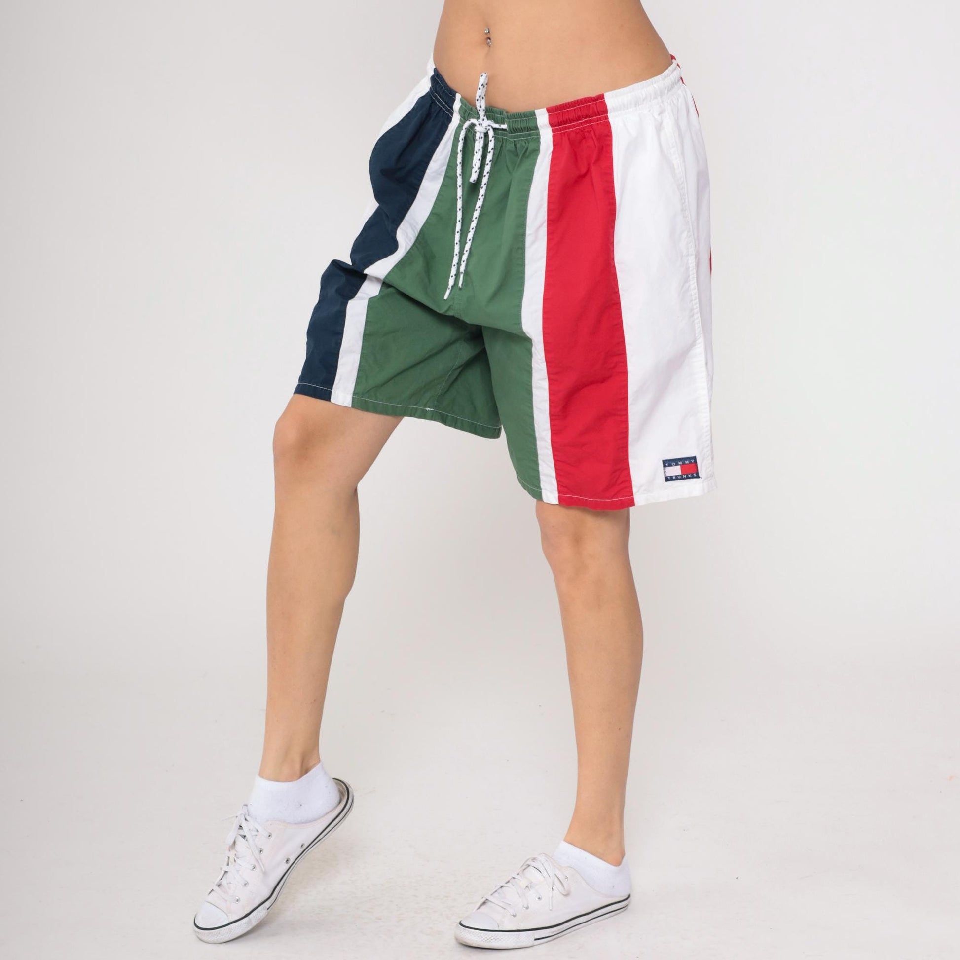 Tommy Hilfiger Y2K Colorblock Swim Shorts Navy Red Green White Extra Large XL