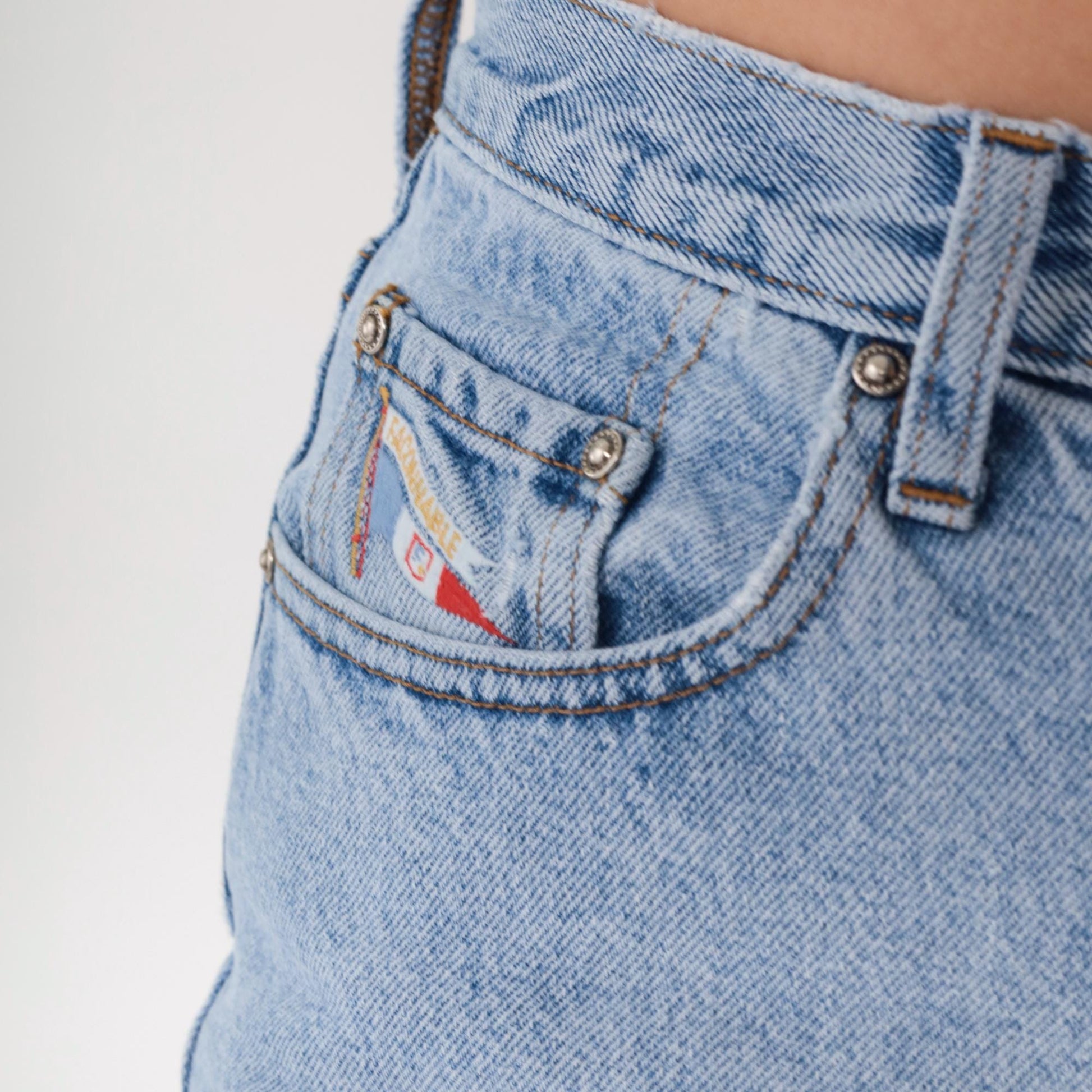 90s Faconnable Goldberg Light Wash High Rise Mom Jeans Tapered Ankle Small