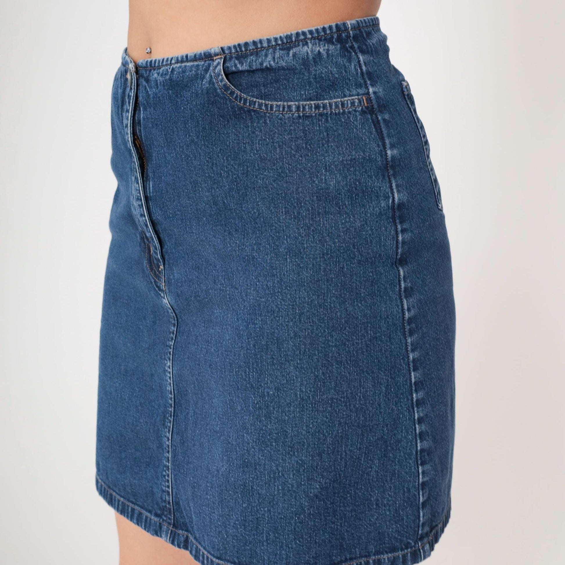 90s NY Jeans Denim Mini Skirt Blue Five-Pocket Small S