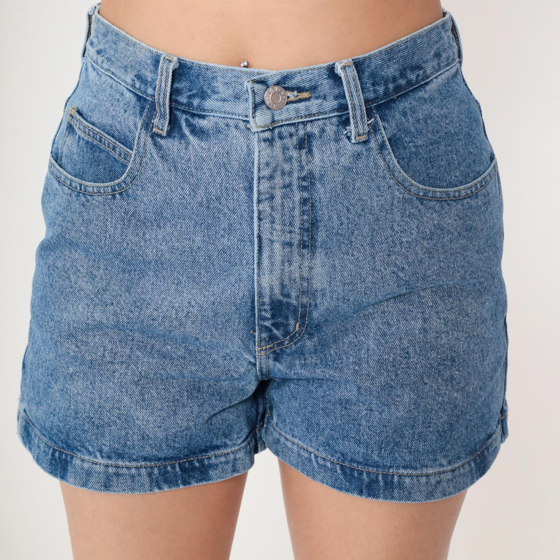 90s Guess Light Blue Denim Shorts High Waisted Button Fly Size 30