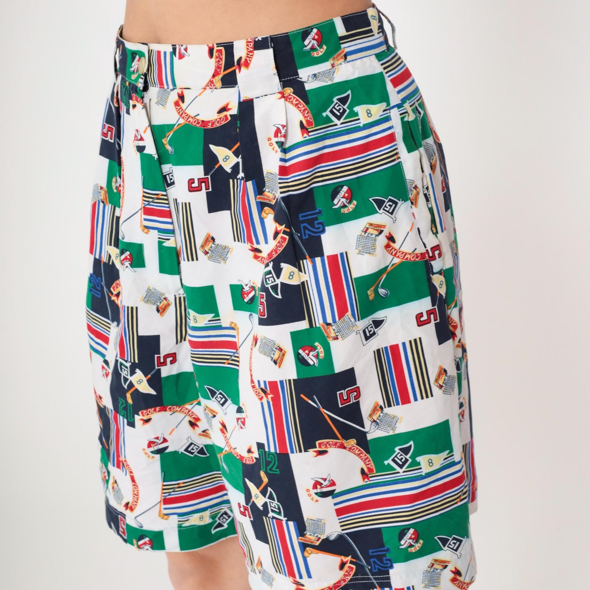 Y2K Payne Stewart Golf Shorts High Waisted Pleated Wide Leg Large L