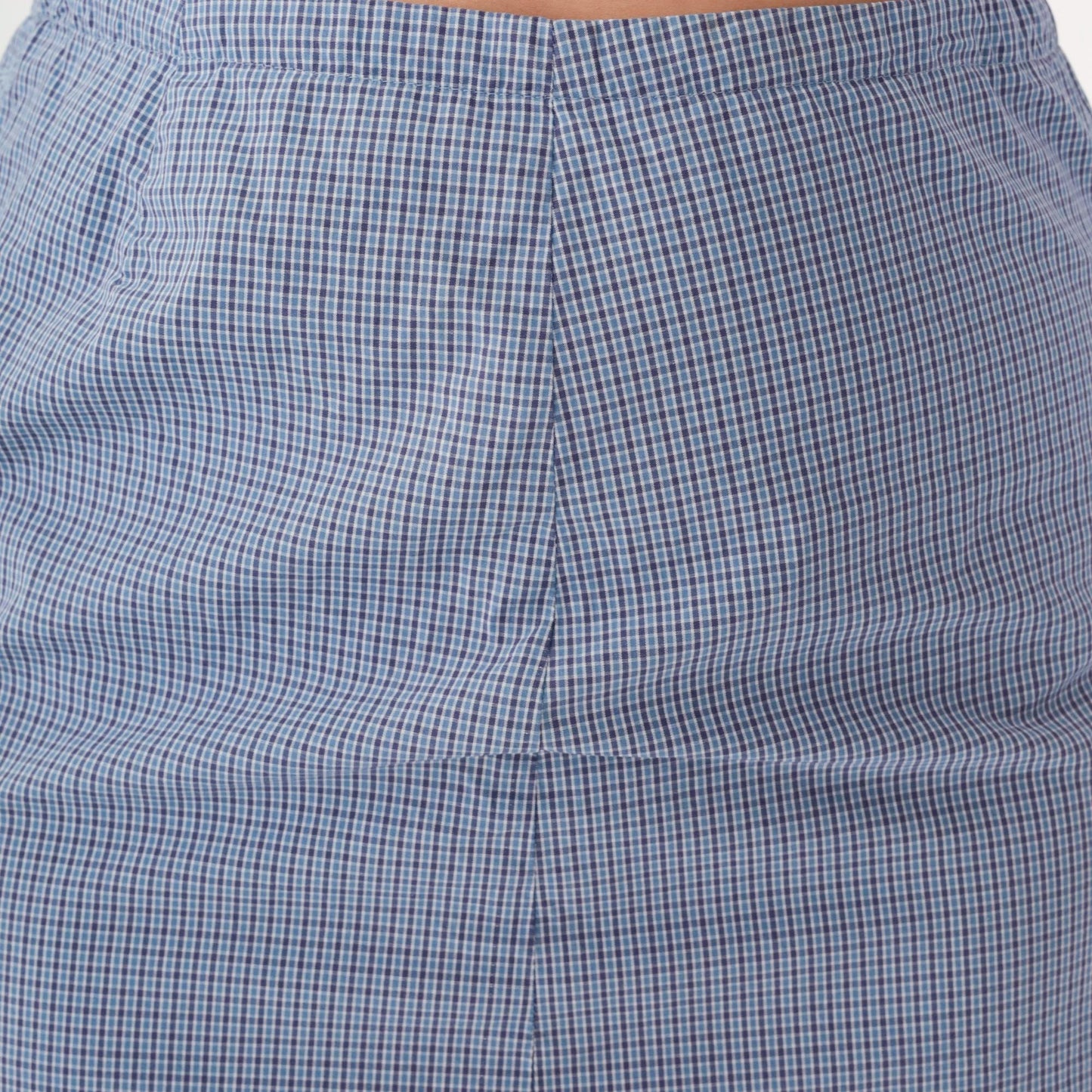 90s Horny Toad Gingham Mini Skirt Blue White Cotton Elastic Medium M