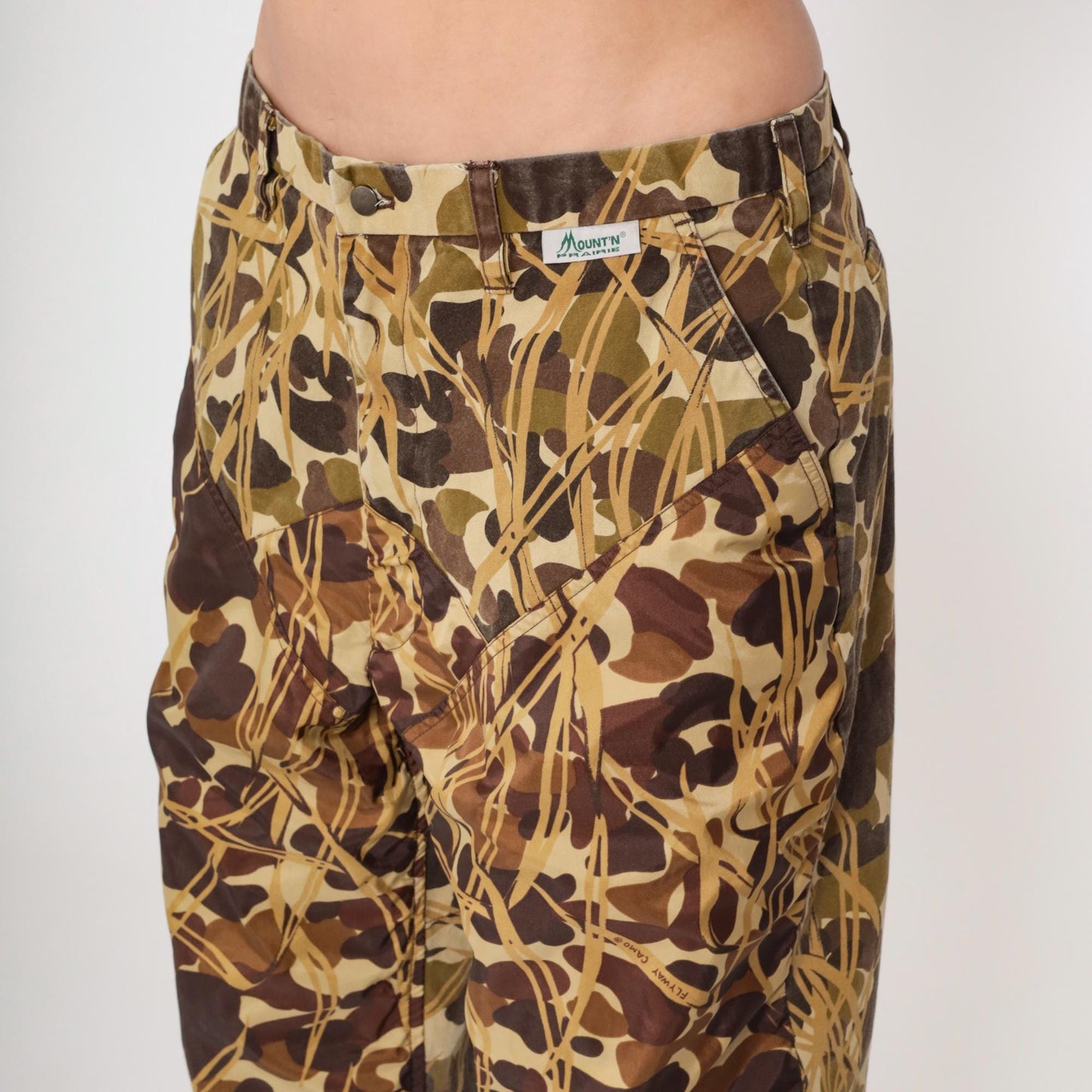 Y2K Mount'n Prairie Camo Pants Straight Leg Reed Print Brown Tan 38