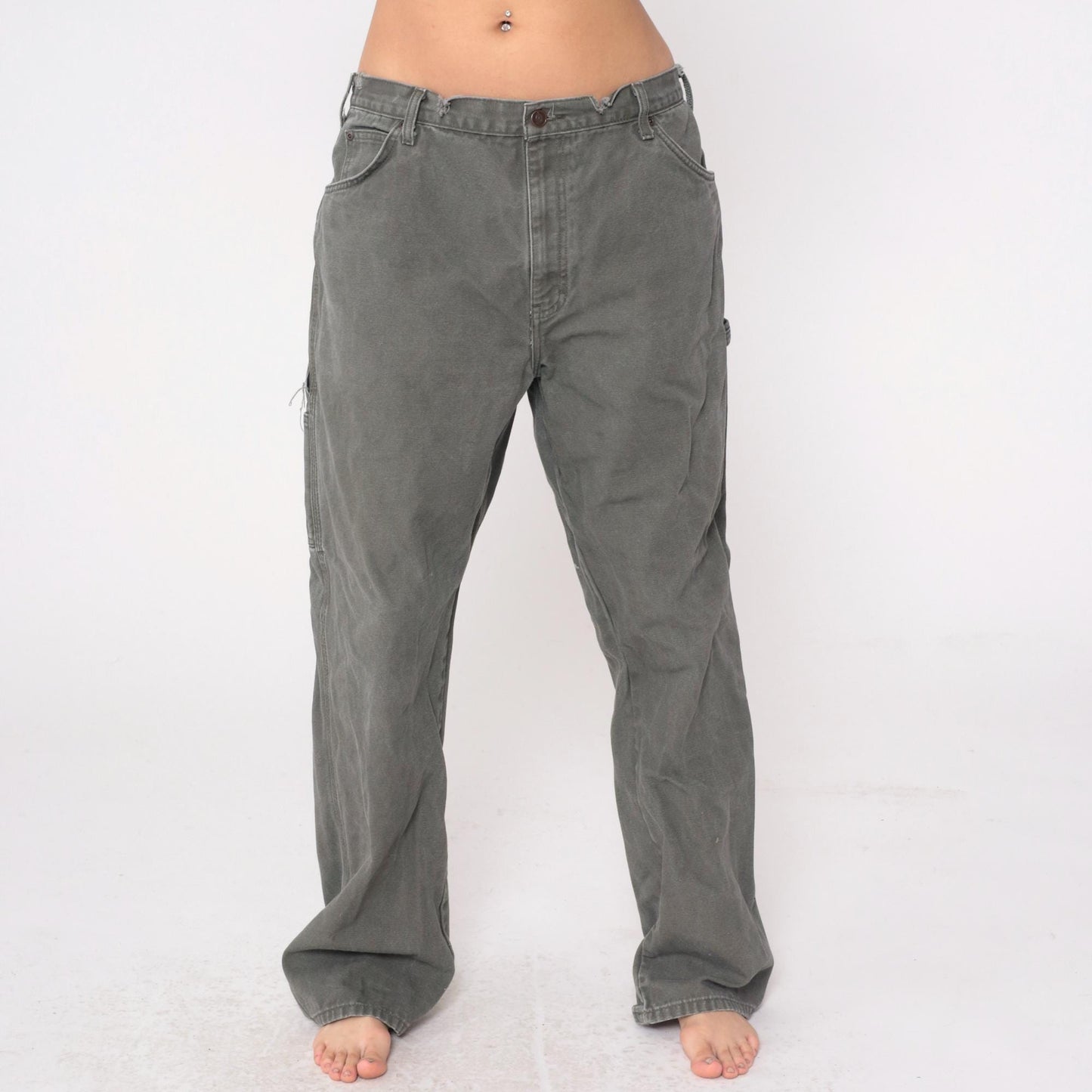 90s Dickies Carpenter Pants Grey Utility Workwear 38x32