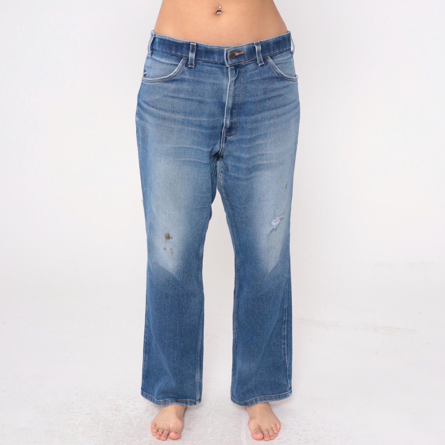 80s Levi's Distressed Straight Leg Jeans Medium Blue Denim XXL