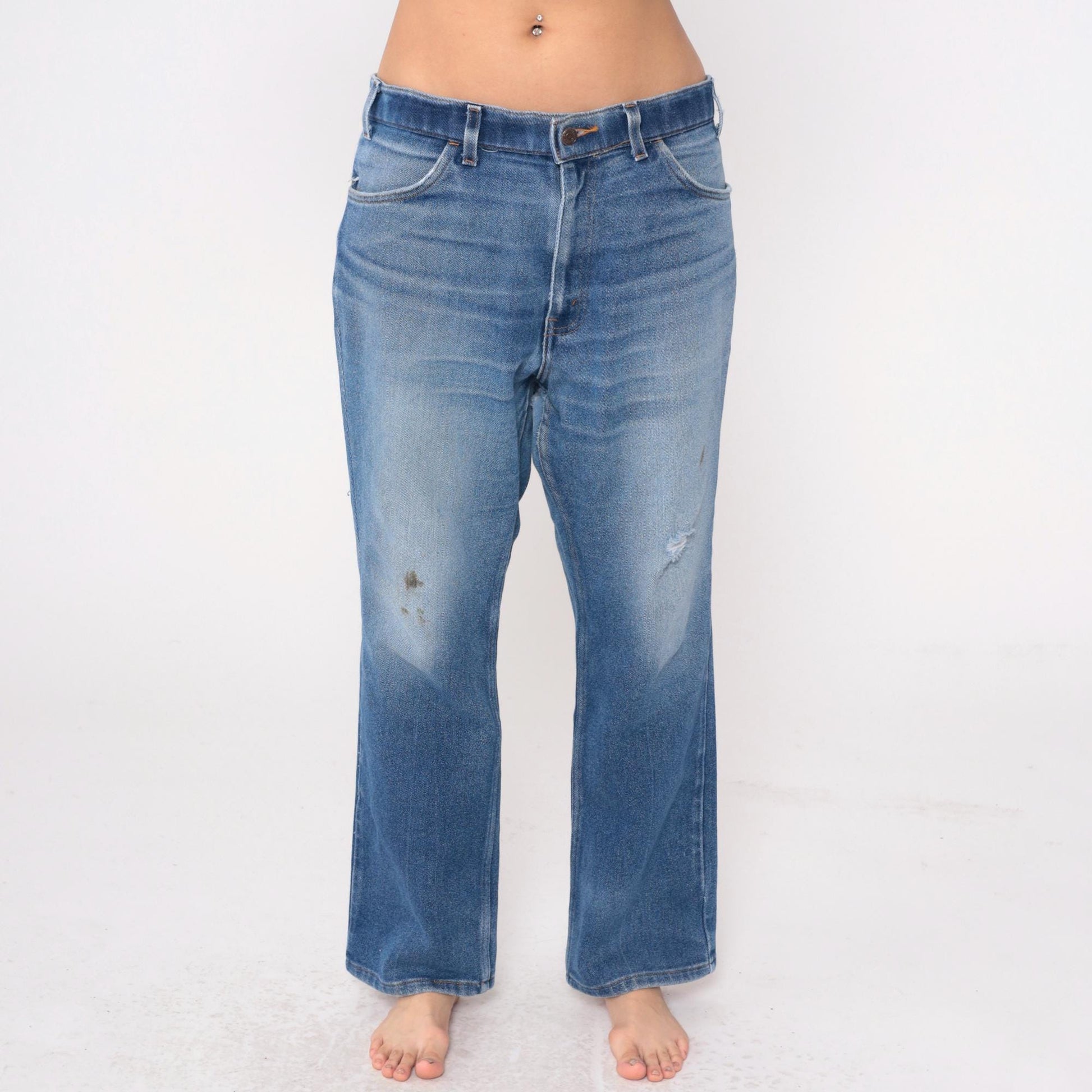 80s Levi's Distressed Straight Leg Jeans Medium Blue Denim XXL