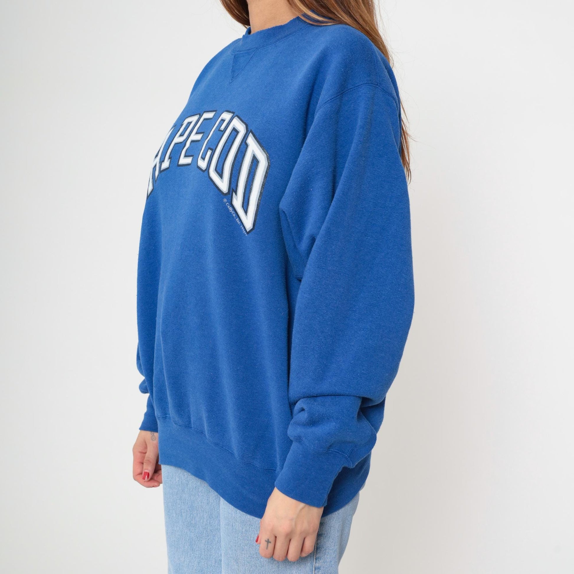 90s Cape Cod Sweatshirt Royal Blue Collegiate Crewneck Cotton Pullover Extra Large XL