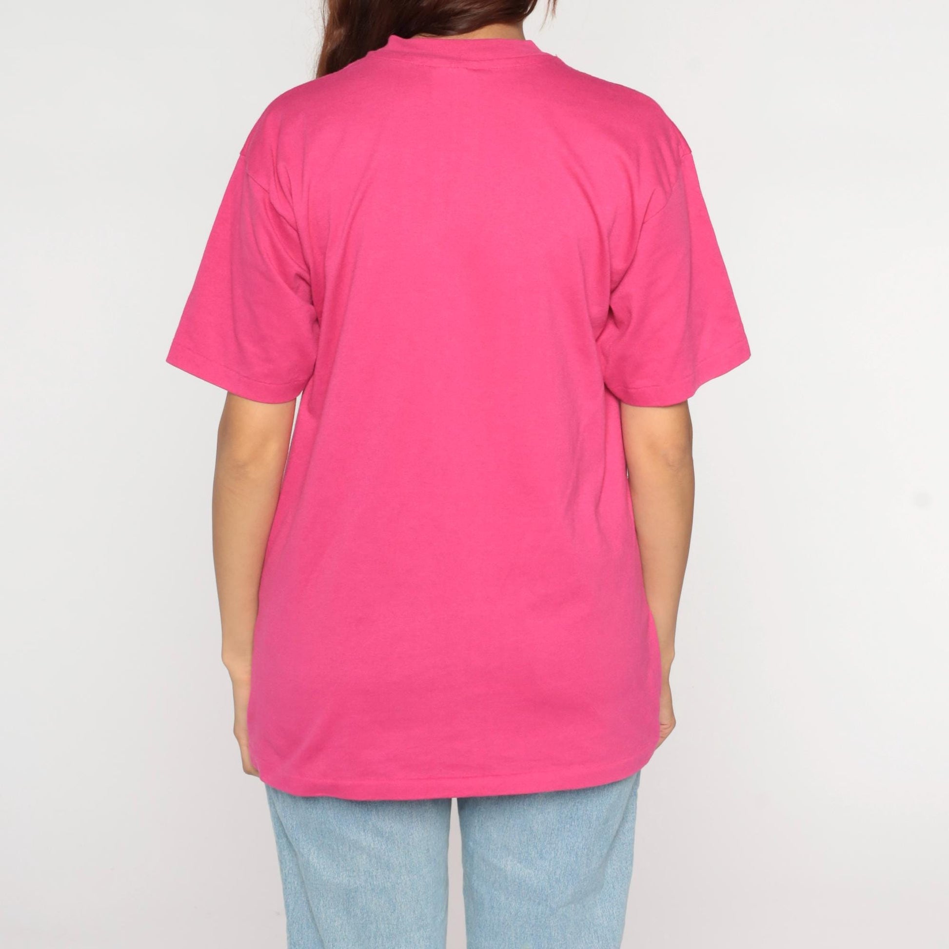 80s Weed California Mountain Graphic T-Shirt Hot Pink Hanes Large L