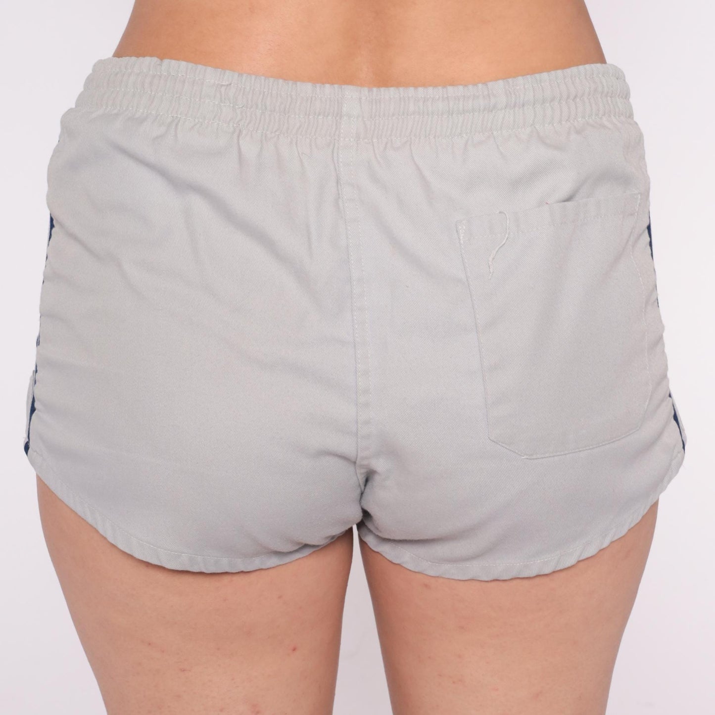 80s Oshmans Athletic Shorts Grey Navy Stripe Running Shorts Medium
