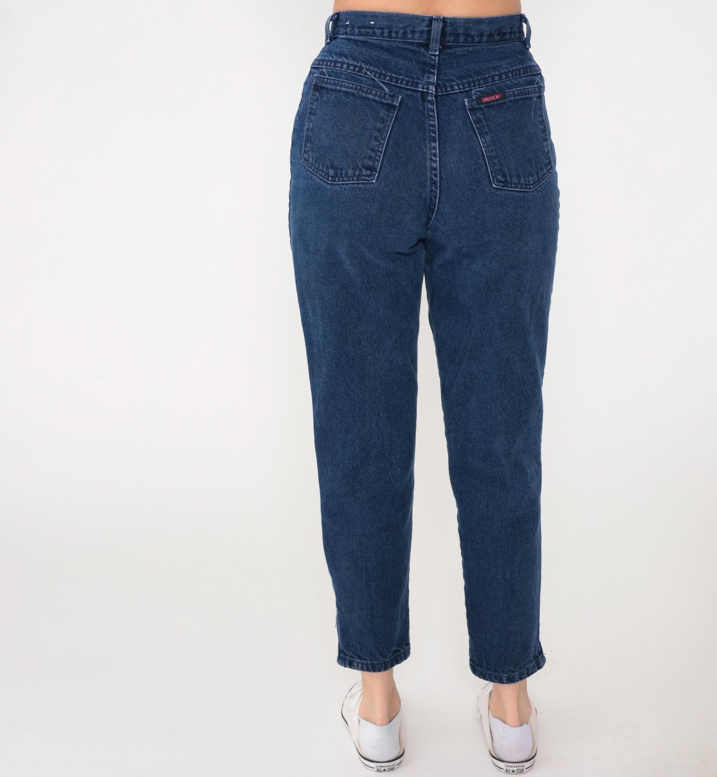 90s Sasson High-Waisted Mom Jeans Navy Tapered Ankle Crop 29
